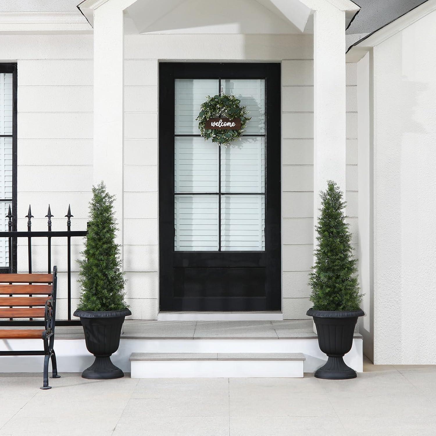 LOMANTO 4Ft Artificial Tree,Fake Topiary Cedar Tree for Indoor Outdoor,UV Rated Potted Plants for Porch Decor Faux Pine Tree for Perfect Housewarming 1Pack