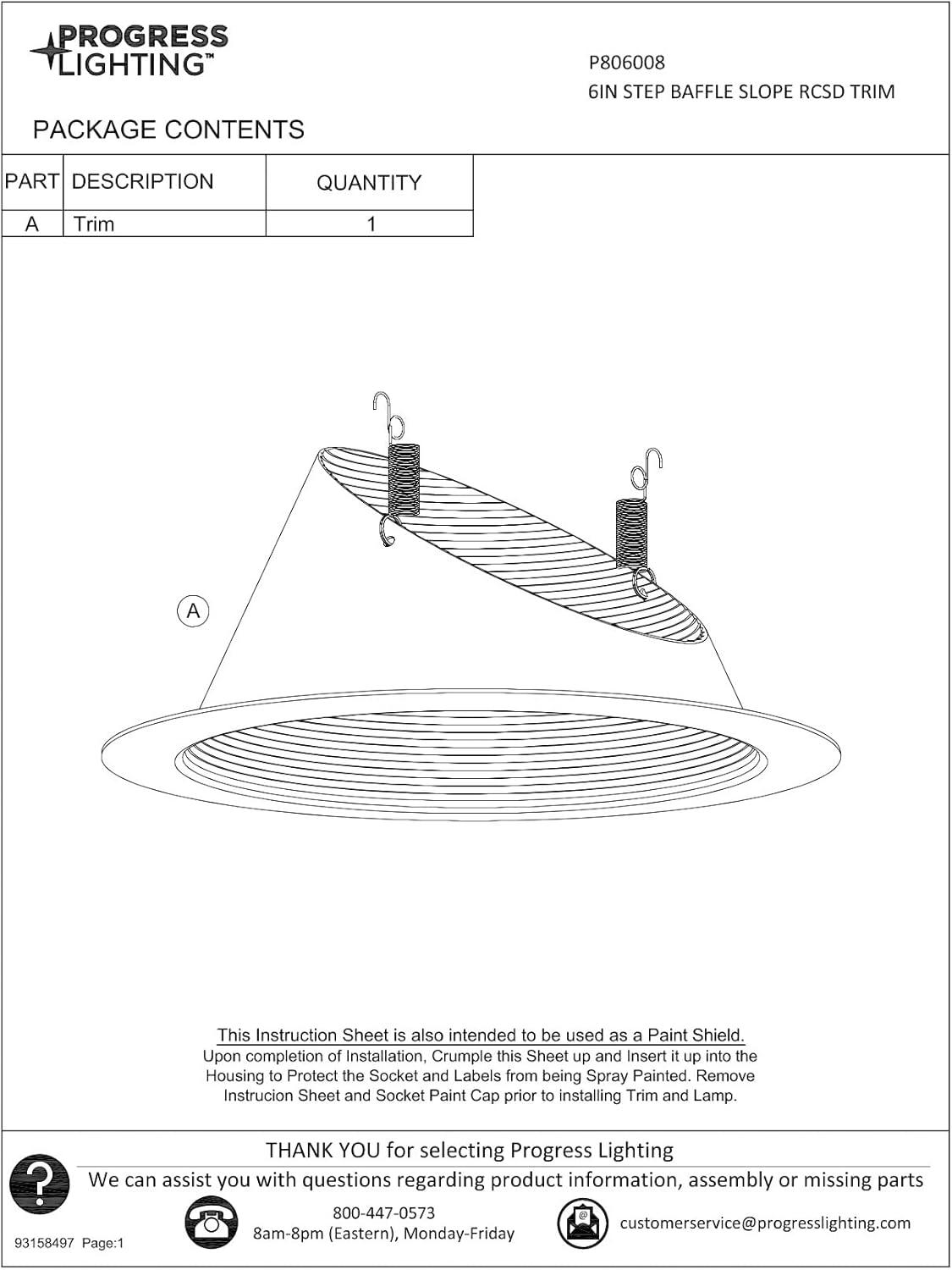 6" Recessed Sloped Ceiling Step Baffle Trim For 6" Housing