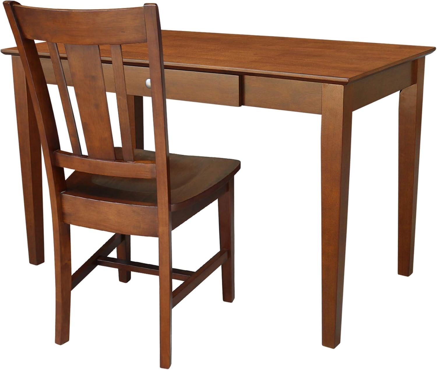 Basic Size Desk with Drawer and Chair Brown - International Concepts