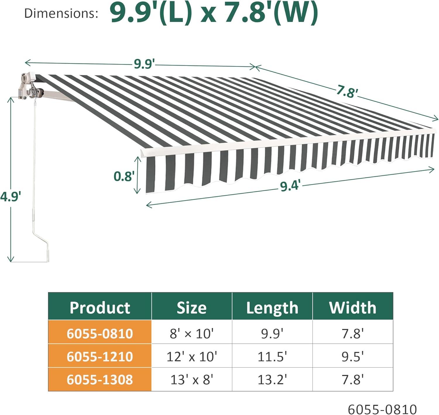 Newacme LLC Freeport Park Alvin 10 ft. W x 8 ft. D Retractable Patio Awning