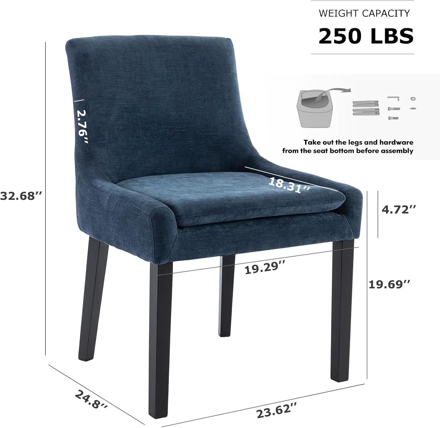 COLAMY Mid-Back Dining Chairs Set of 2, Upholstered Corduroy Accent Side Chairs - Black