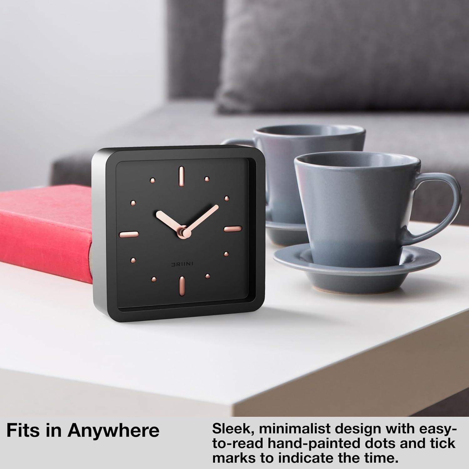 Driini Modern Mid Century Desk & Shelf Clock for Mantle, Bedroom Nightstand