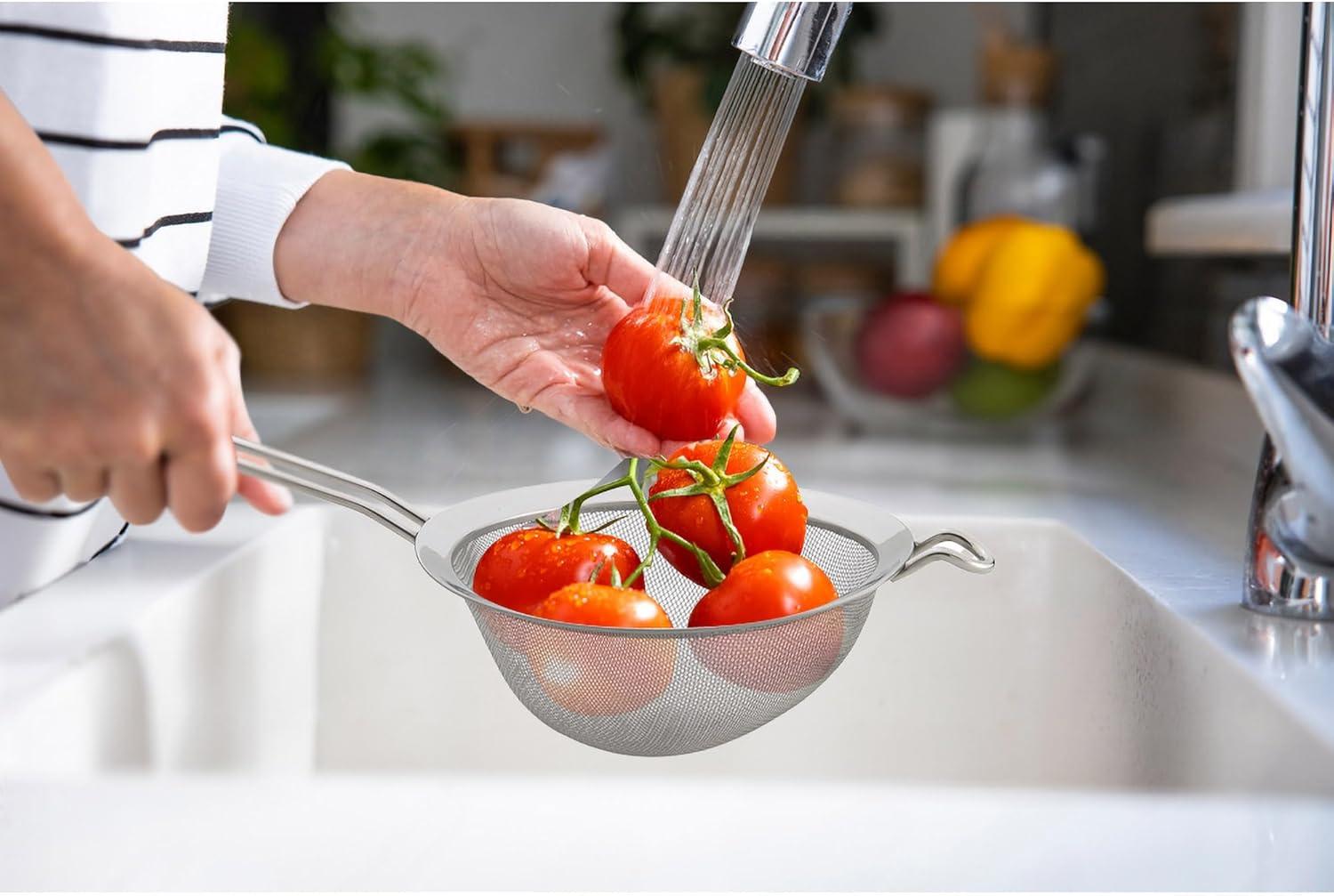 7-Inch Stainless Steel Double Mesh Strainer with Handle