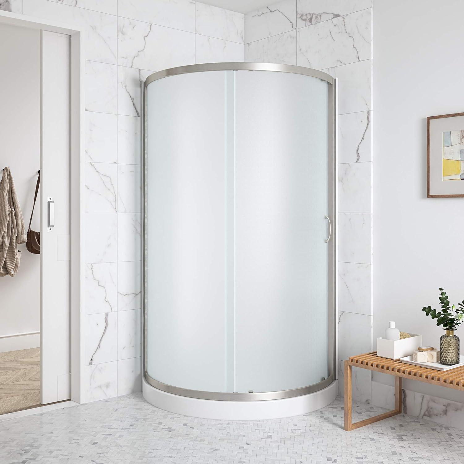 Breeze 32 in. Corner Shower Sliding Door with Walls and Base included, Frosted Glass