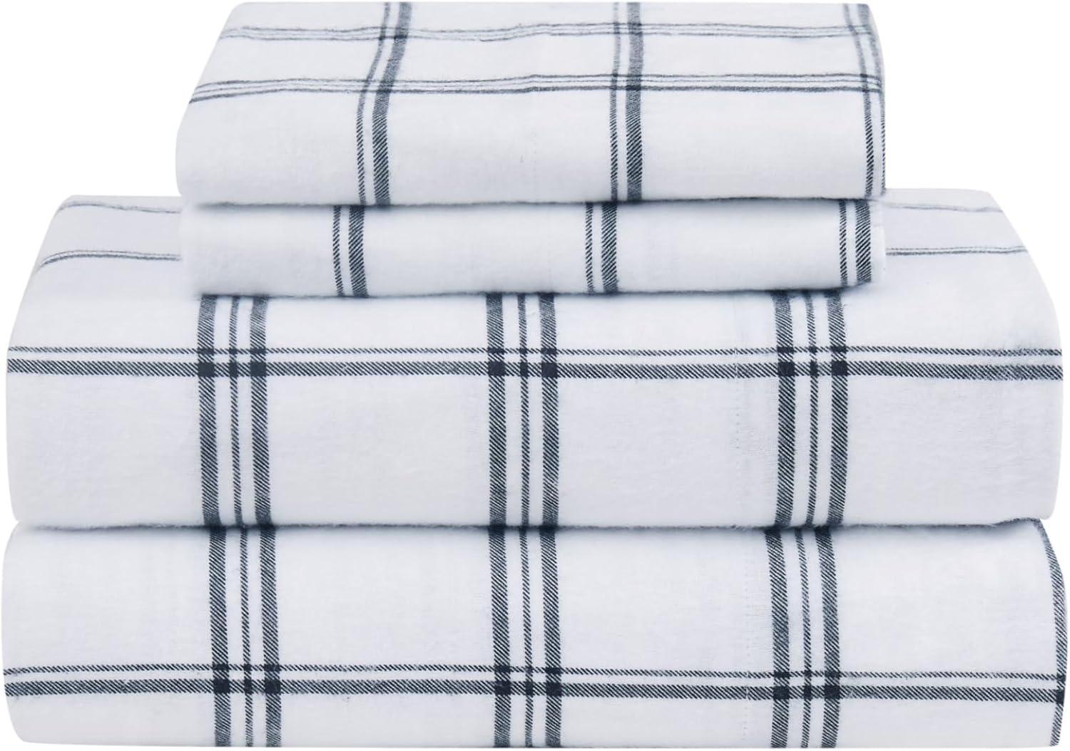 Truly Soft Traditional Cozy 100% Cotton Standard Plaid Sheet Set