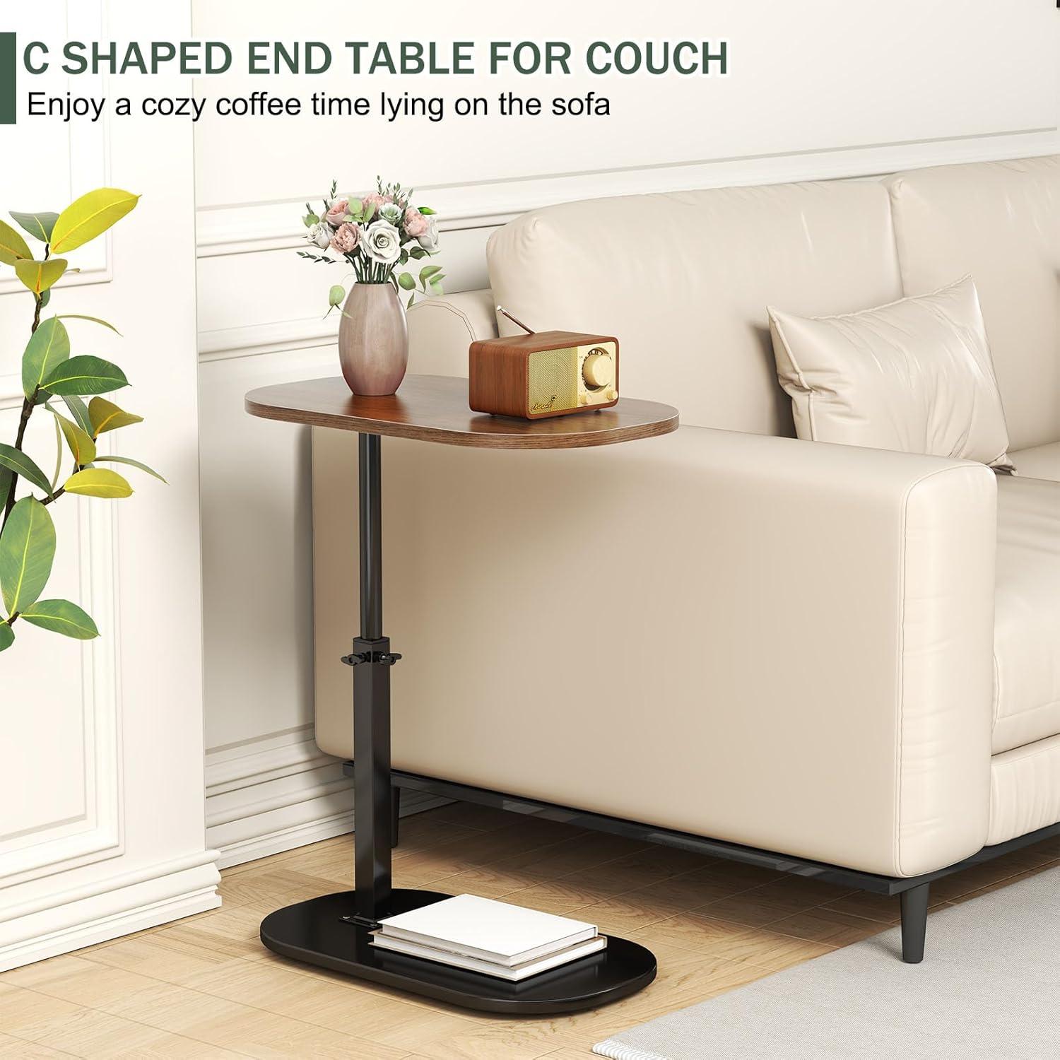 17 Stories C Shaped Side Table,Adjustable Height C Table End Table For Couch,360°Swivel Couch Side Tables Slide Laptop Desk For Sofa/Bed/Bathtub/Rotating Tabletop