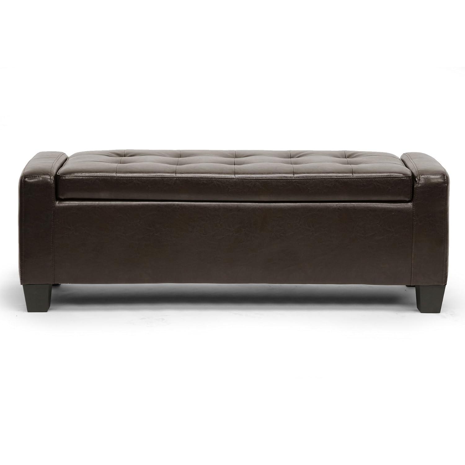 Manchester Ottoman Dark Brown - Baxton Studio: Modern Upholstered Bench, Wood Composite Frame, Spot Clean