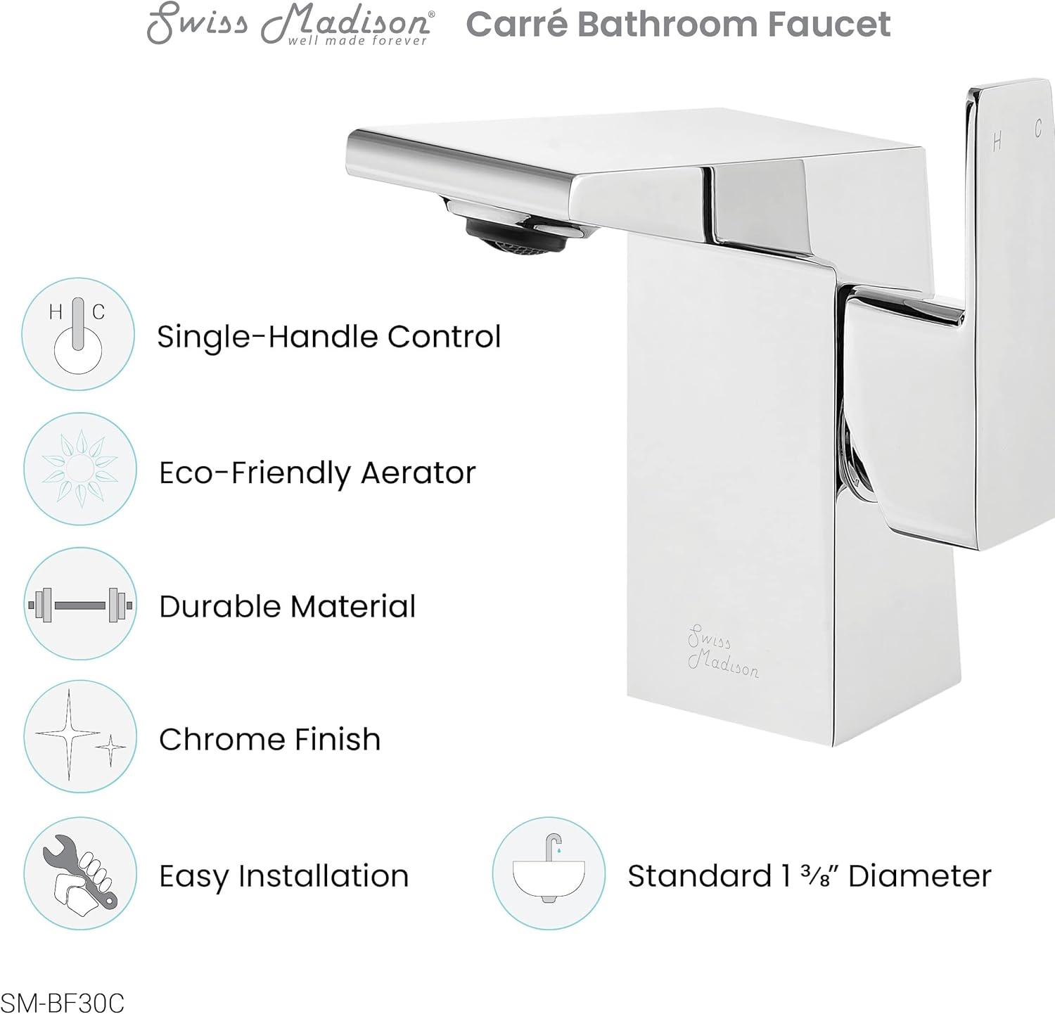 Carre Single Hole, Single-Handle, Bathroom Faucet