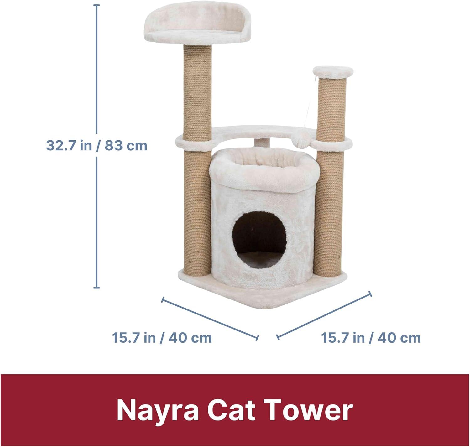 TRIXIE TRIXIE Nayra 32.7" Cat Tree, 3-Level Cat Scratcher, Plush Covered Cat Condo Removable Bed, Platform & Perch