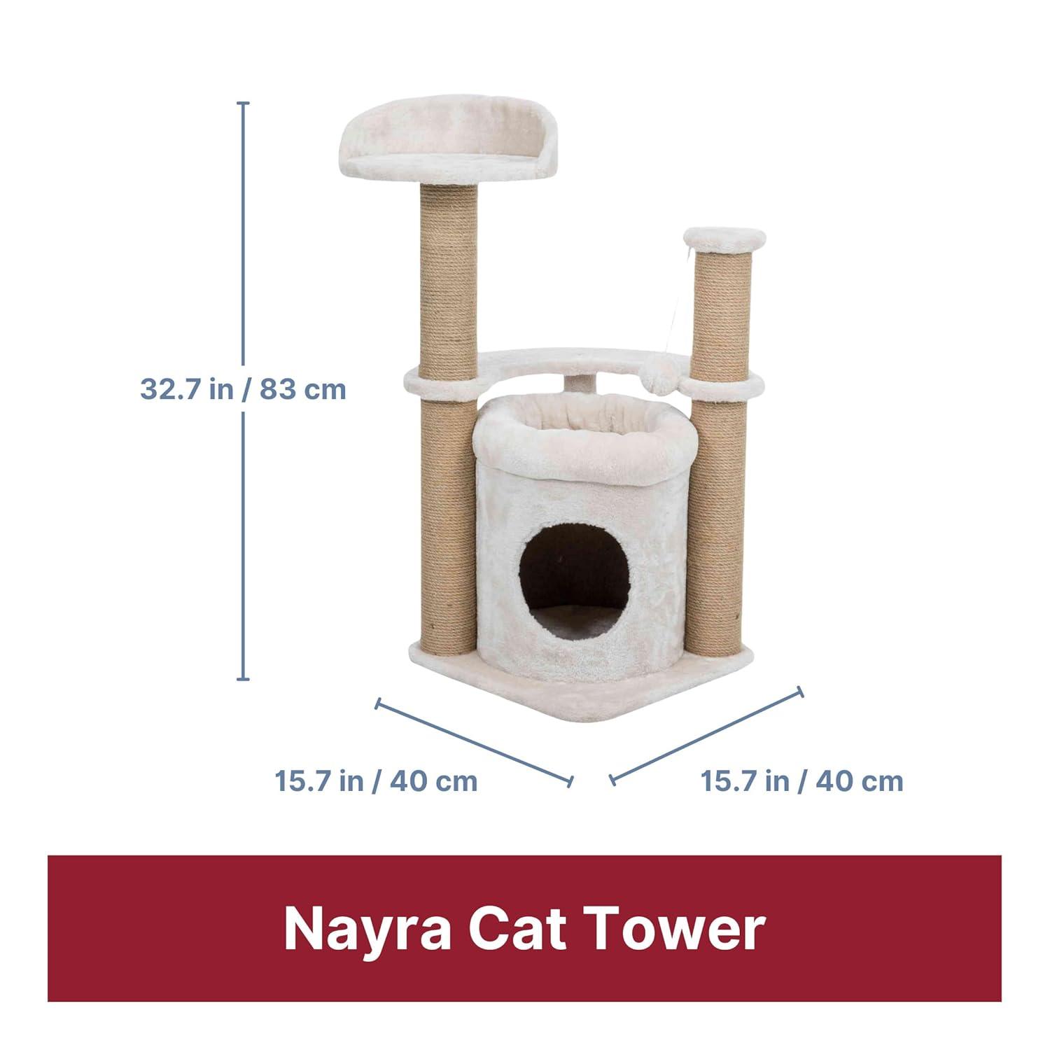 TRIXIE TRIXIE Nayra 32.7" Cat Tree, 3-Level Cat Scratcher, Plush Covered Cat Condo Removable Bed, Platform & Perch