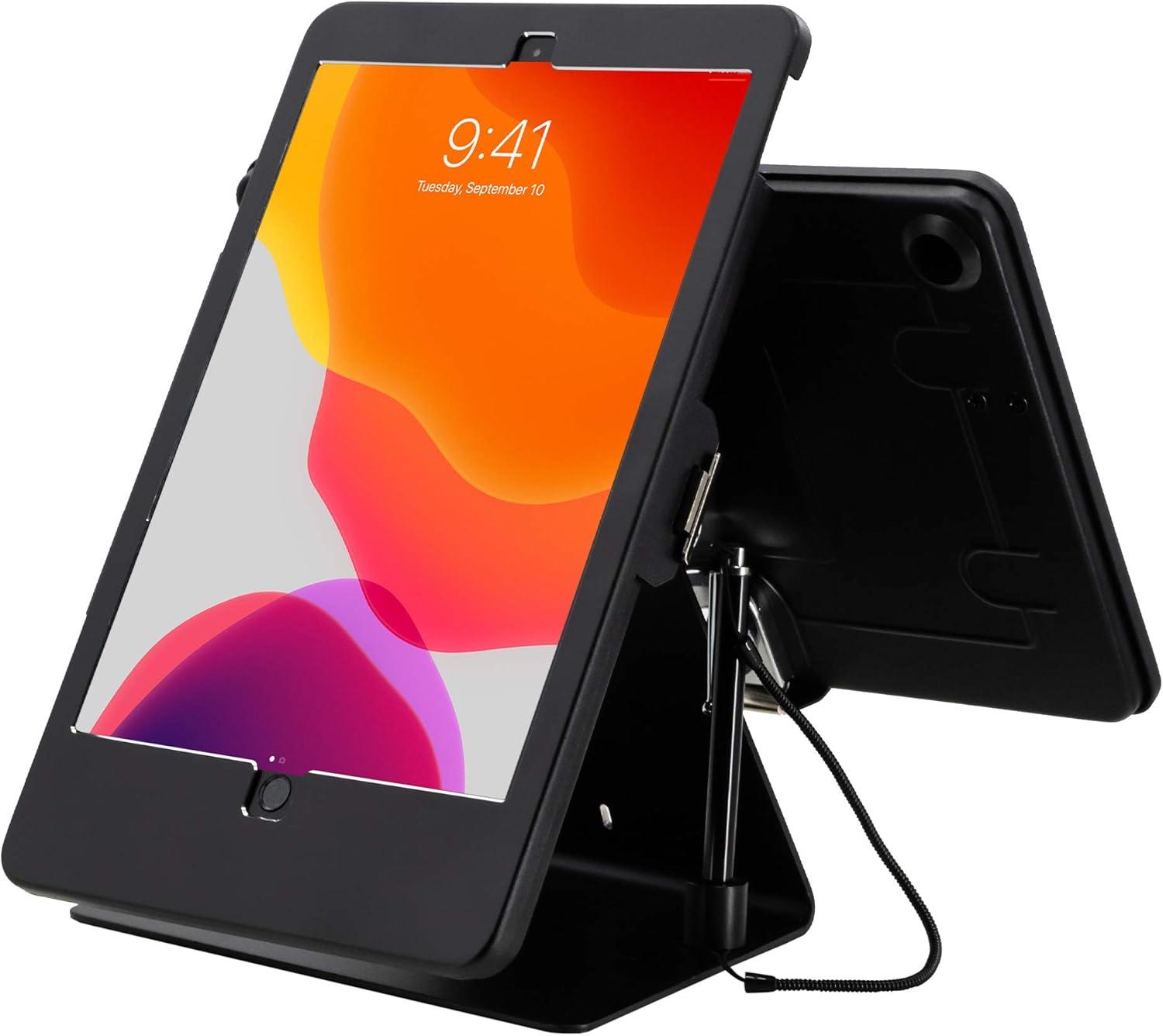 Black Dual Tablet Kiosk Stand with Lockable Enclosures