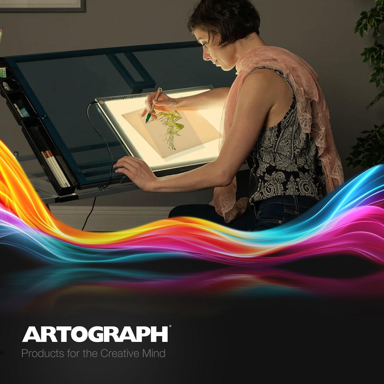 Artograph Featherweight Ultra Thin Lightpad, 12" x 17" Dimmable Slim LED Lightbox Drawing Board for Tracing, Crafting, and Drafting