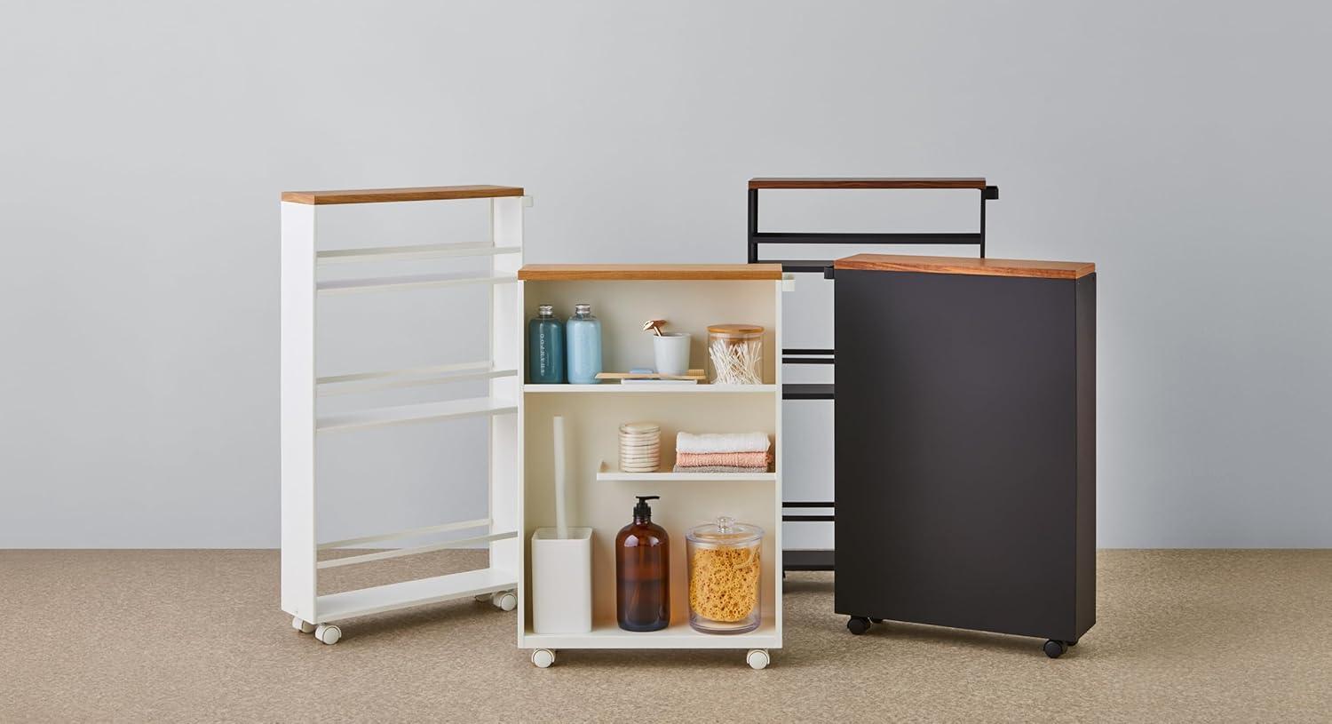 Yamazaki White Rolling Bathroom Cart