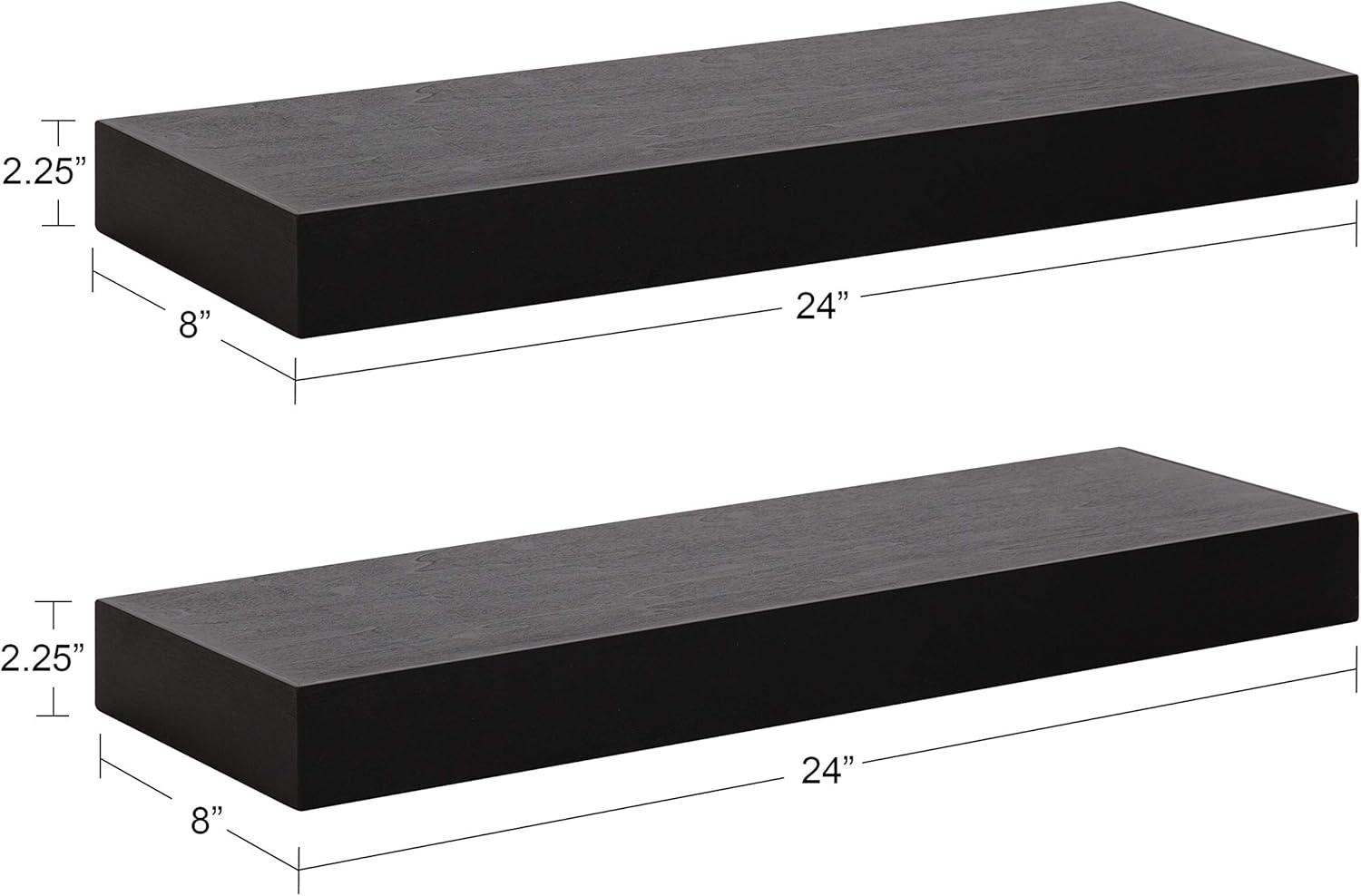 2pc 24" Havlock Wood Shelf Set Black - Kate & Laurel All Things Decor: Solid Wood, Easy Wall Mount
