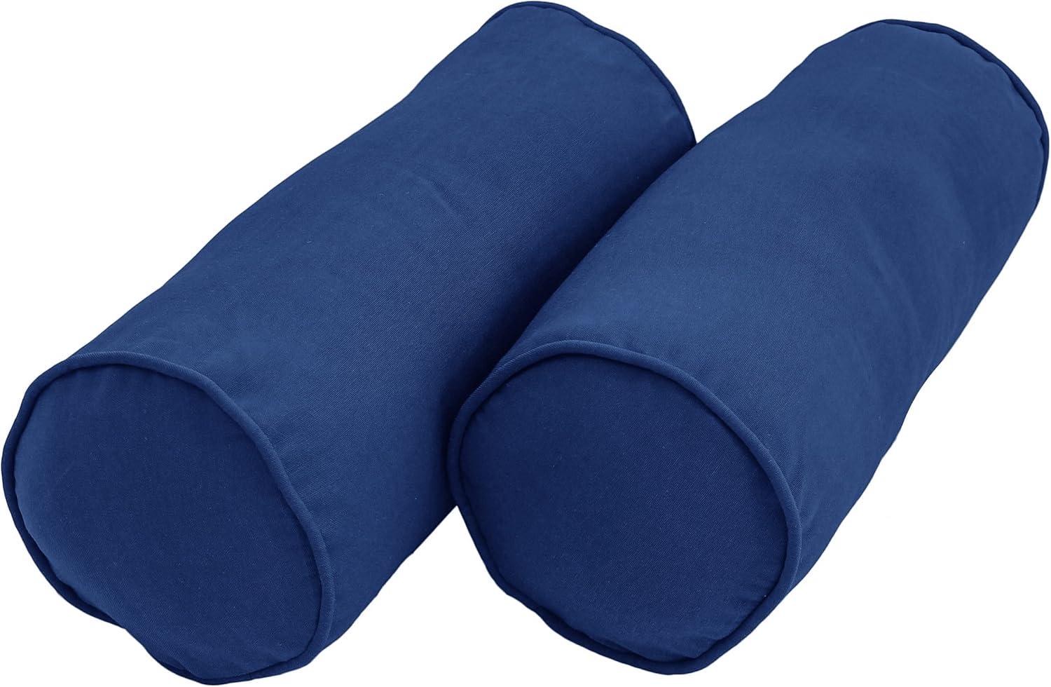 Royal Blue Cotton Twill Bolster Pillow Set with Polyester Fill