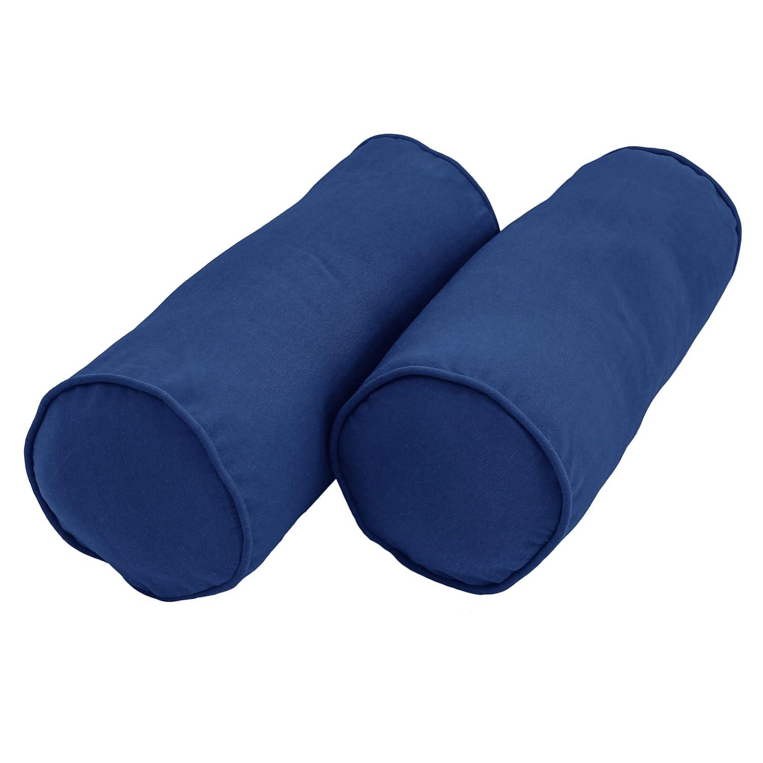 Royal Blue Cotton Twill Bolster Pillow Set with Polyester Fill