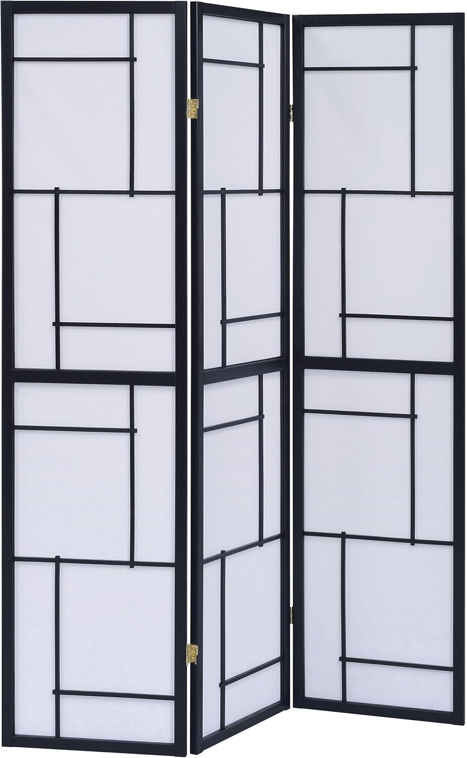 Black and White 3-Panel Shoji Folding Screen