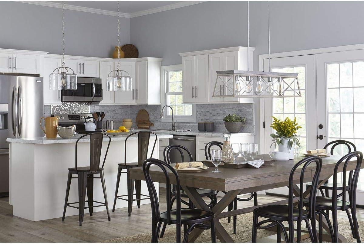 Progress Lighting Briarwood 5-Light Linear Chandelier, Galvanized Finish, Steel Material, Faux-Painted Wood Enclosure