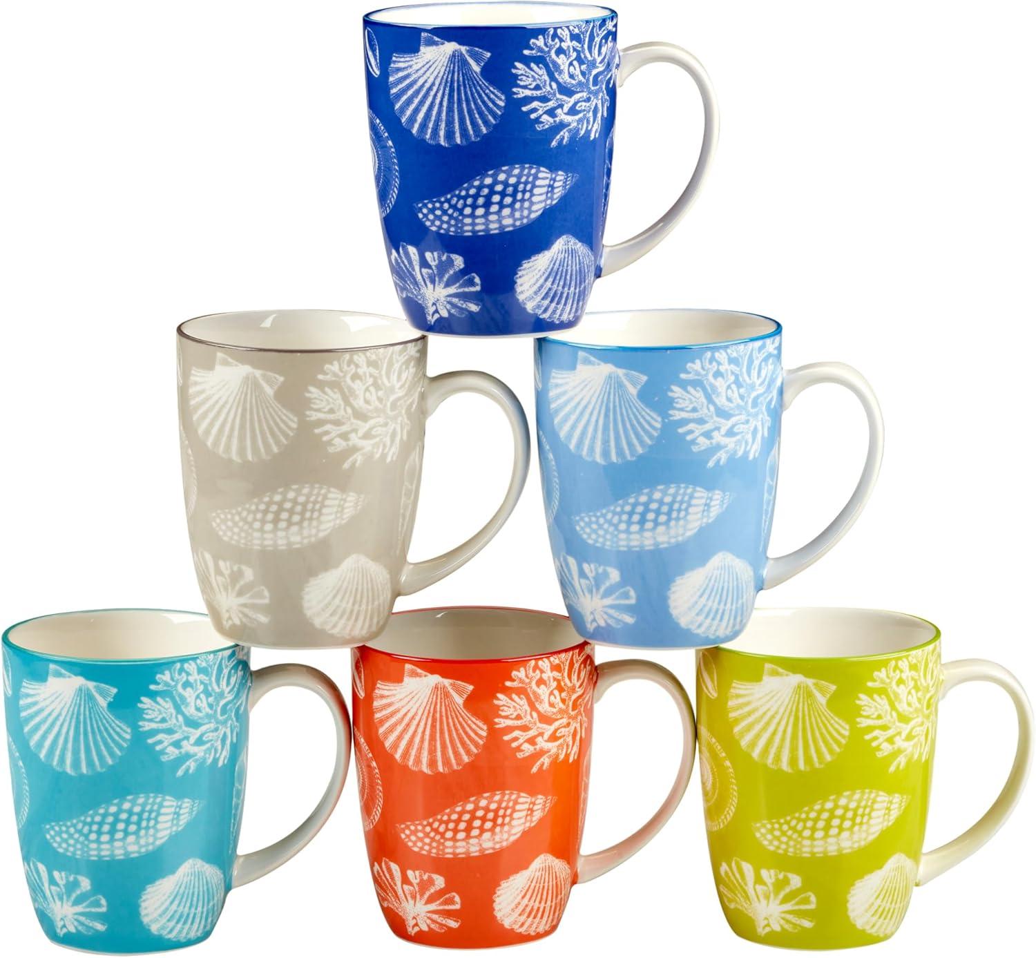 Certified International Seaside Set of 6  Mugs 6 asst 4.75in x 3.25in x 4.25in 14 oz (Set of 6)