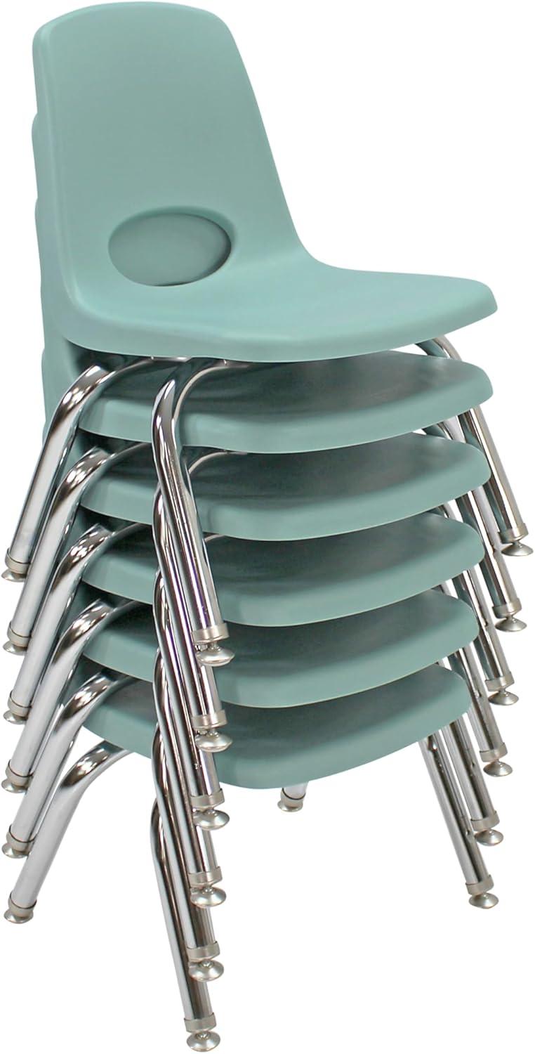 Seafoam Plastic Stackable Student Chairs with Chrome Steel Legs, Set of 6