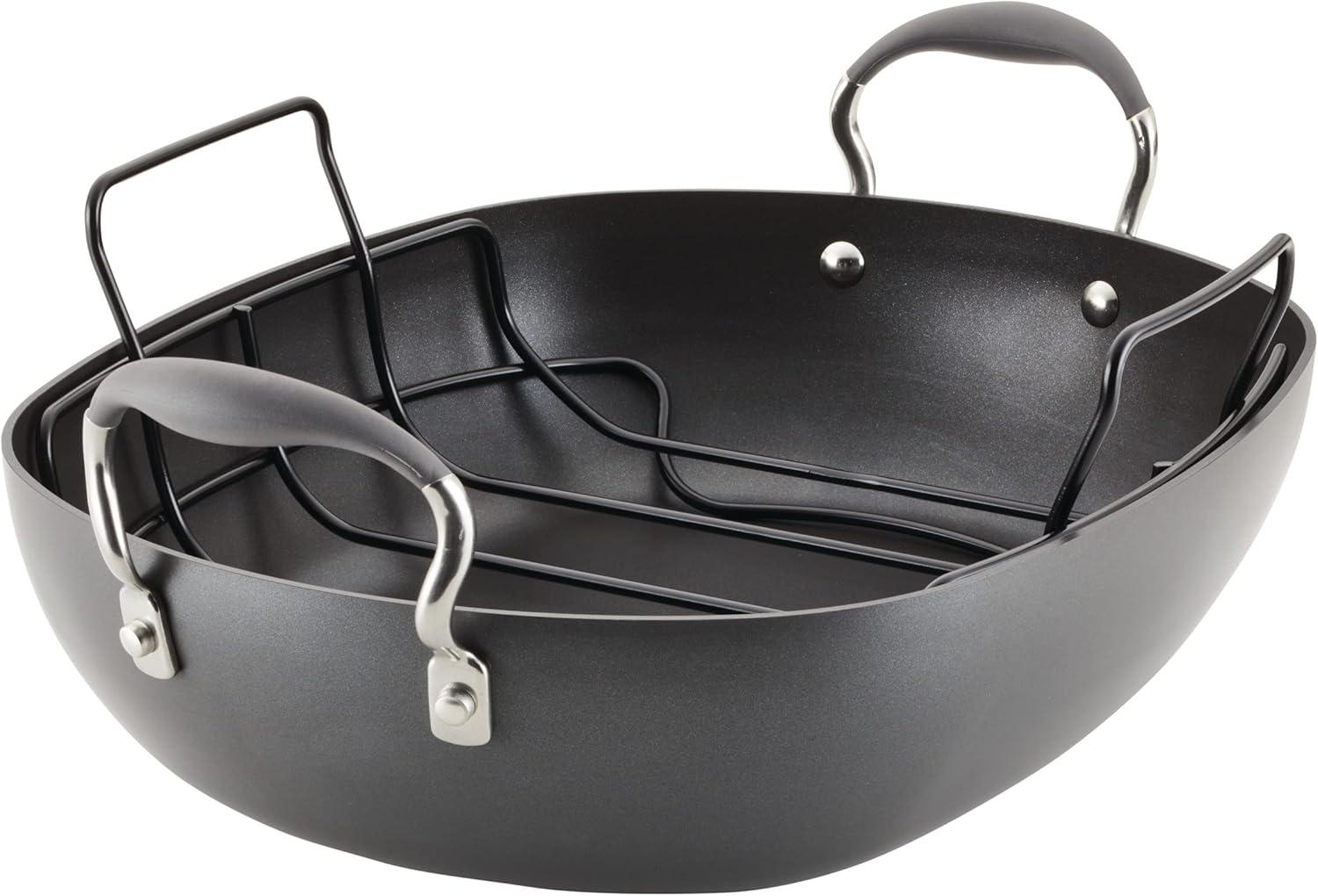 Anolon Advanced Hard Anodized Nonstick Roaster with Rack, Pewter