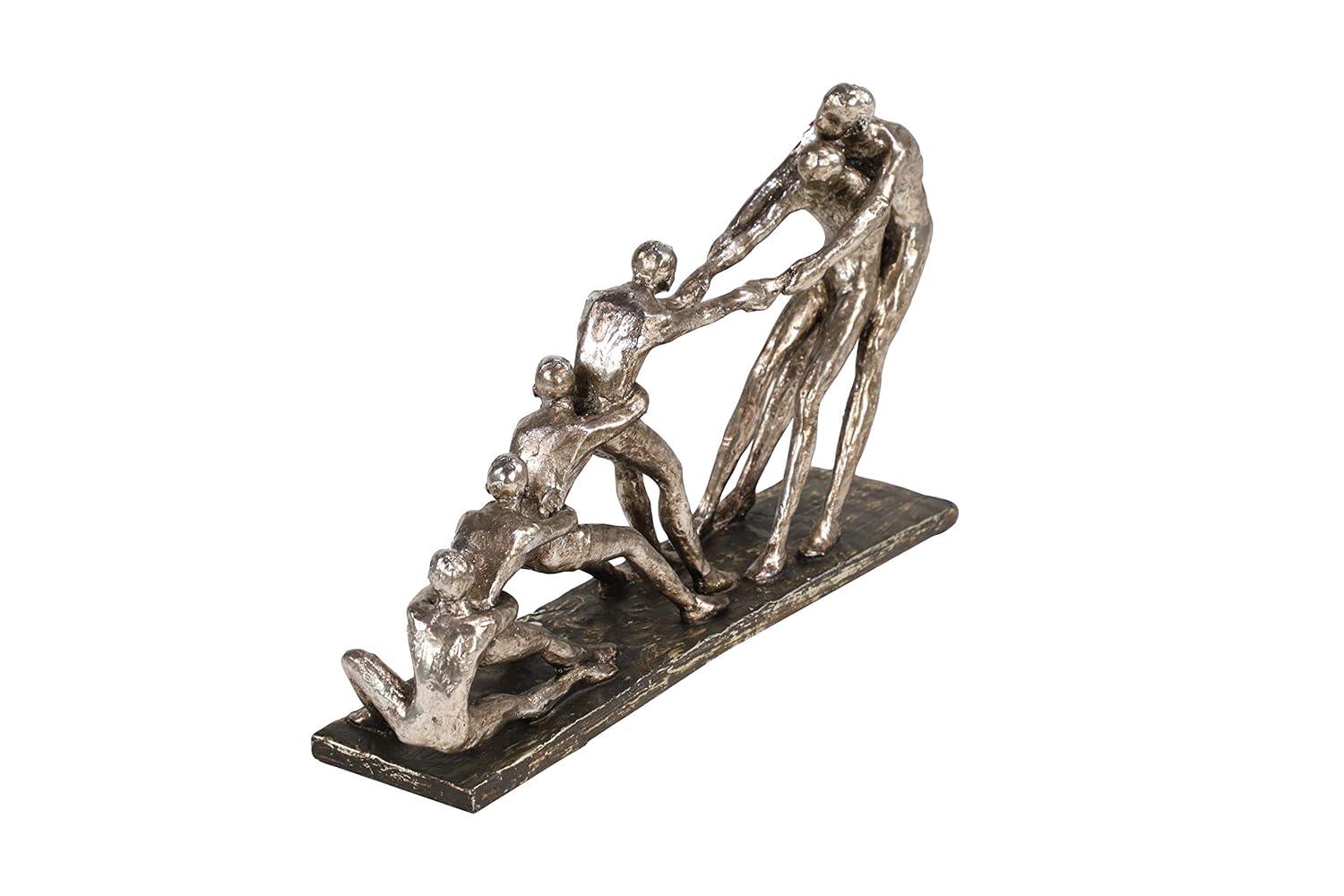 13" x 8" Silver Polystone People Sculpture, by DecMode