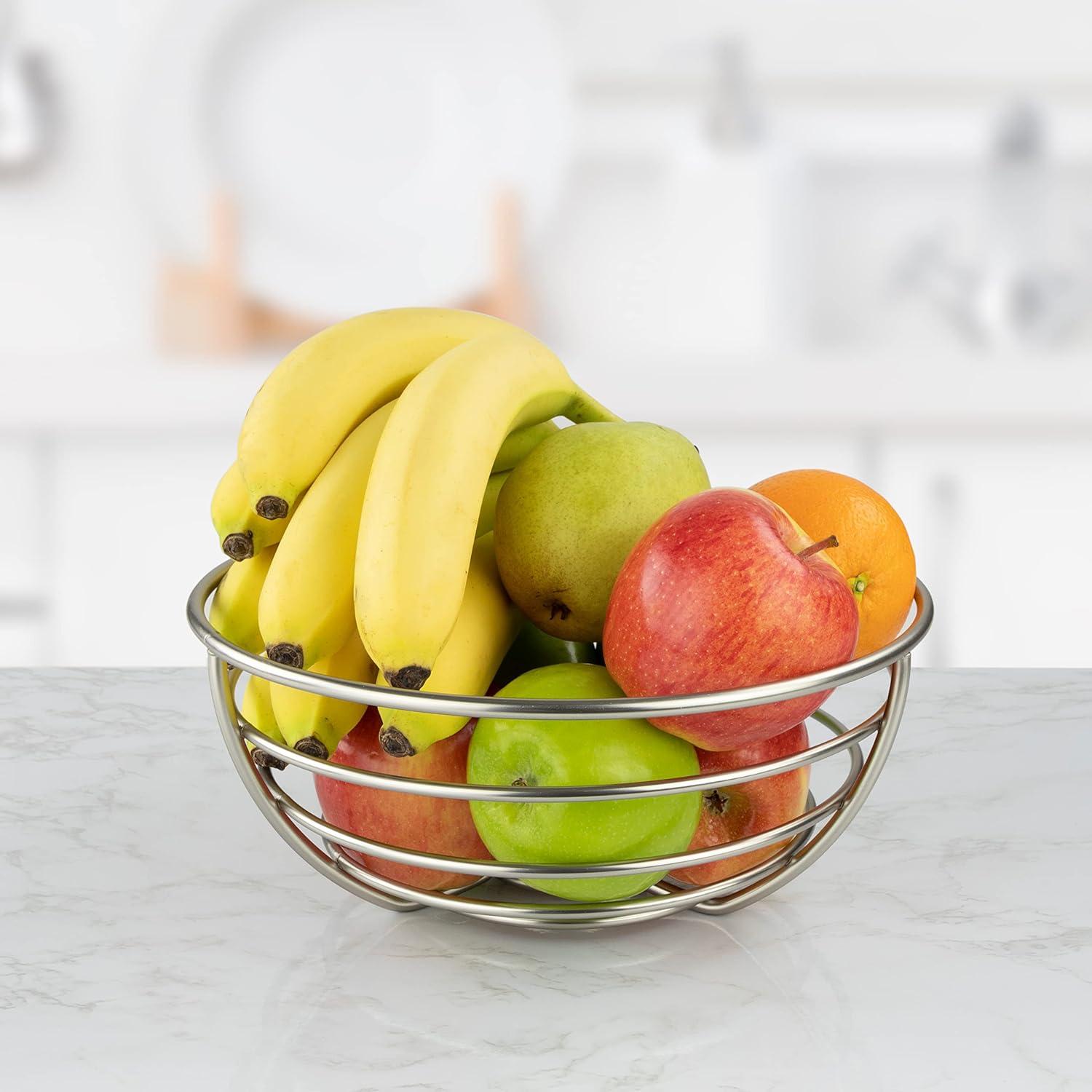 Euro Satin Nickel Alloy Steel Fruit Bowl Basket