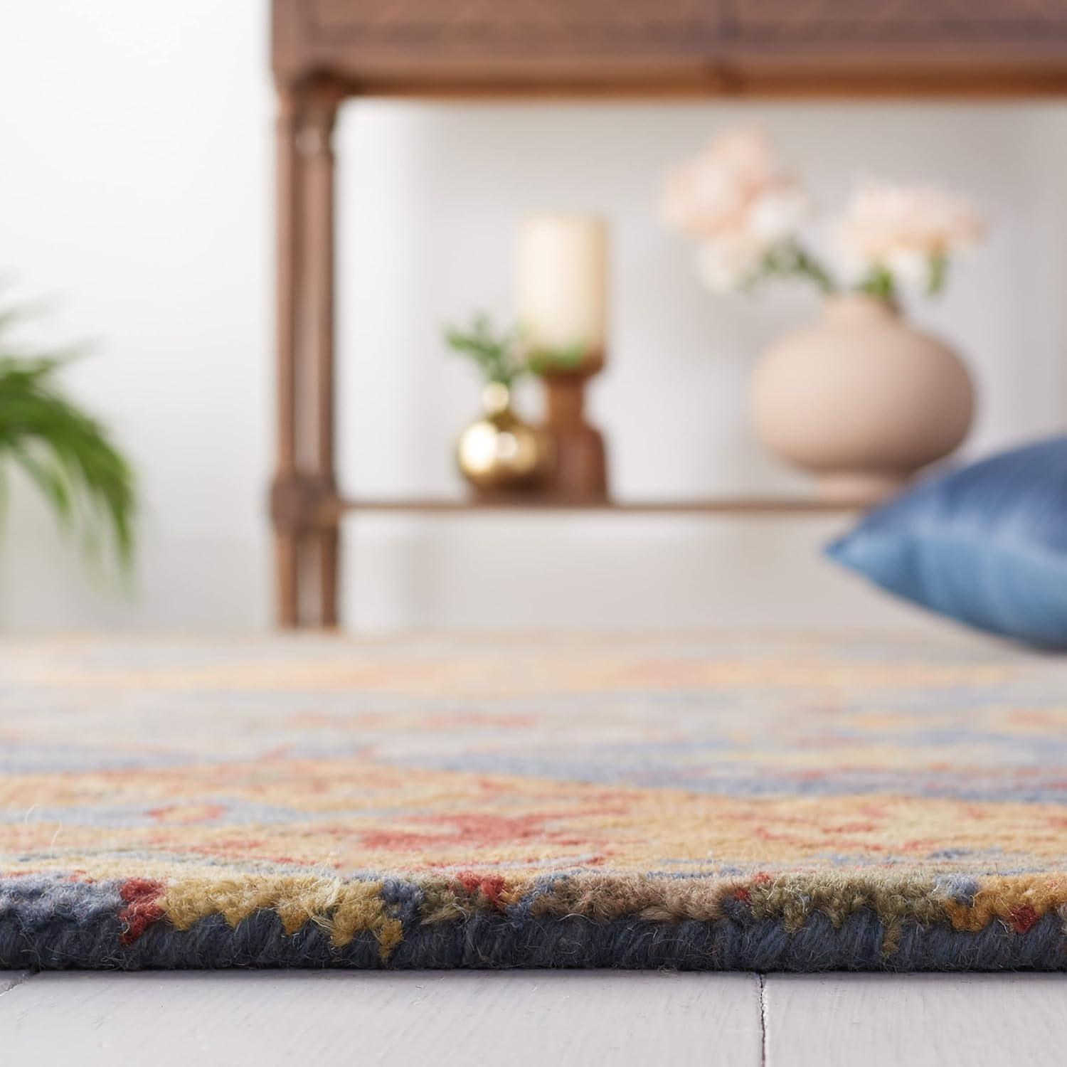 SAFAVIEH Heritage Reanna Oriental Wool Area Rug, Navy/Gold, 6' x 6' Square