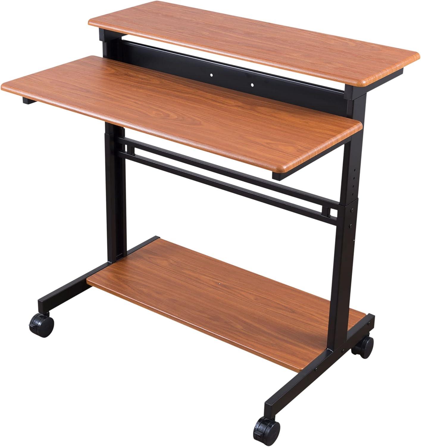 Stand Up Desk Store Rolling Adjustable Height Two Tier Standing Desk Computer Workstation