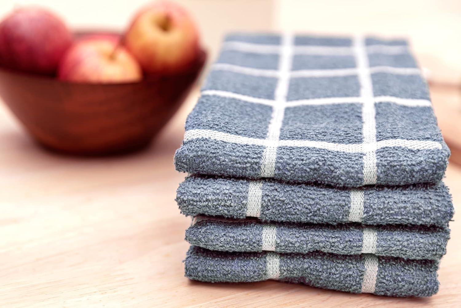 MEEMA Blue Dish Towels for Kitchen - Towel Set of 4 - Super Absorbent Kitchen Hand Towels - Kitchen Christmas Gifts