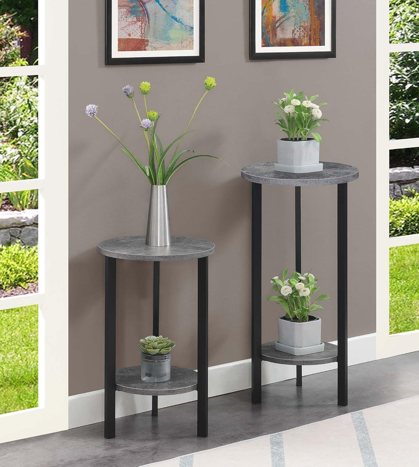 Convenience Concepts Graystone 31-inch 2 Tier Plant Stand, Black/Black