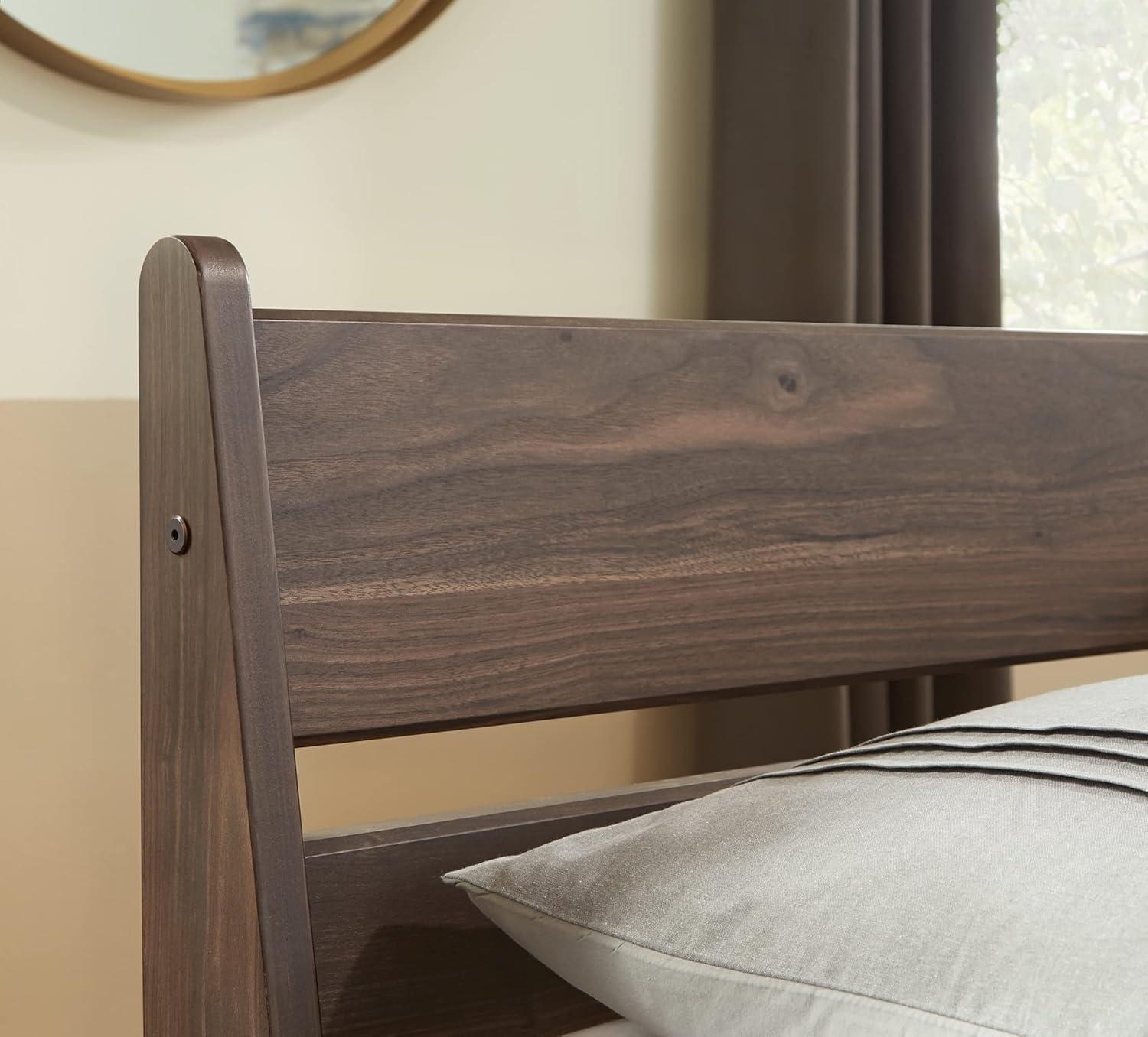 Full Mocha Walnut Wood Panel Headboard