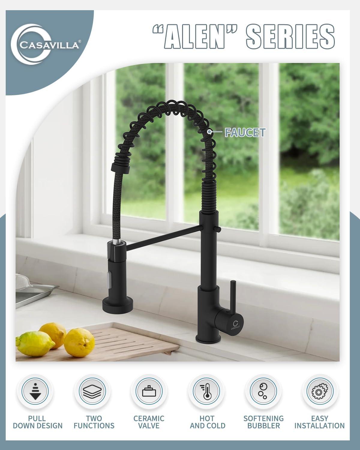 Kitchen Sink Faucet With Pull Down Sprayer, Classic Single Handle Pull Out Sink Faucets