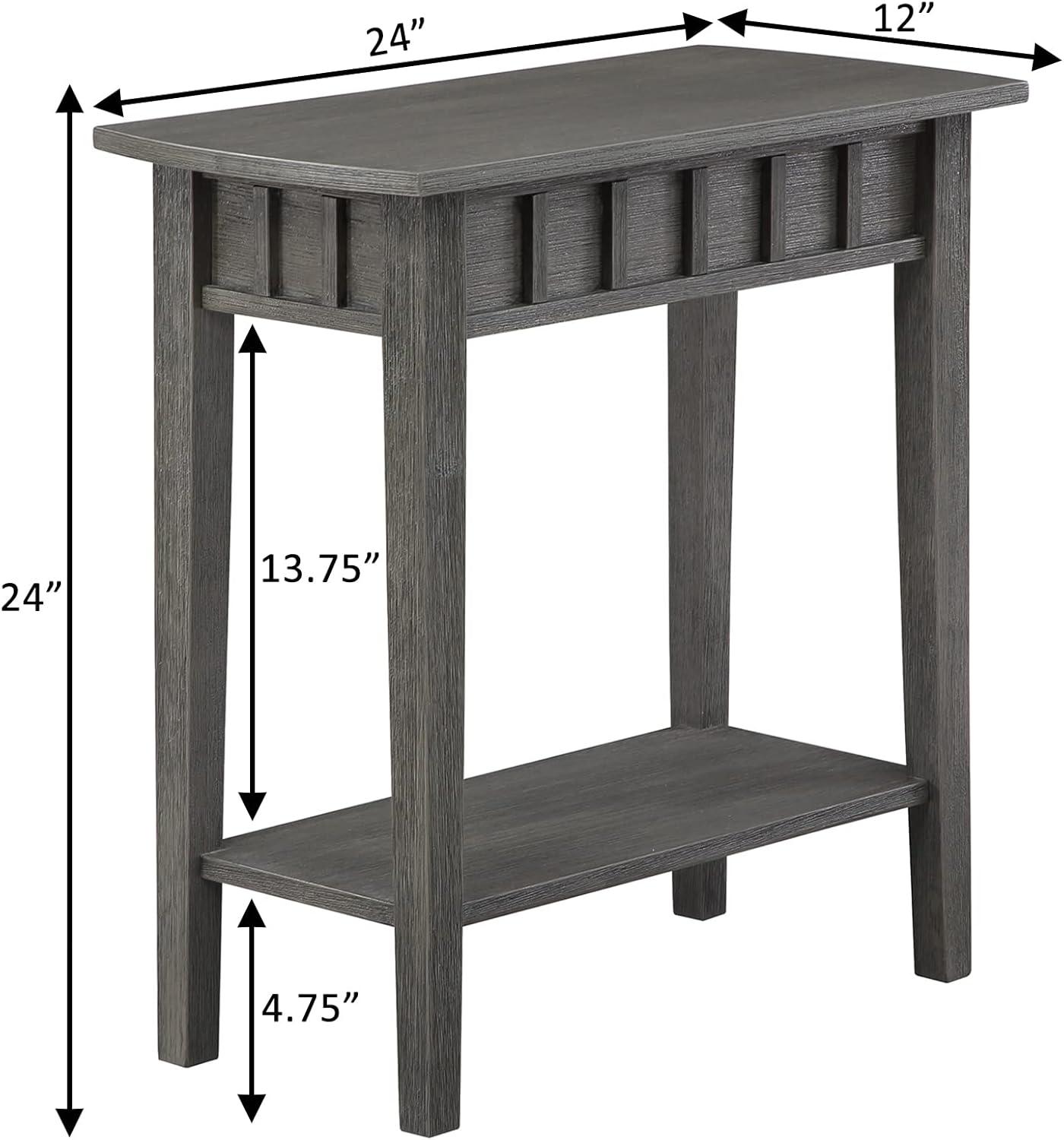 Dennis End Table with Shelf Wirebrush Dark Gray