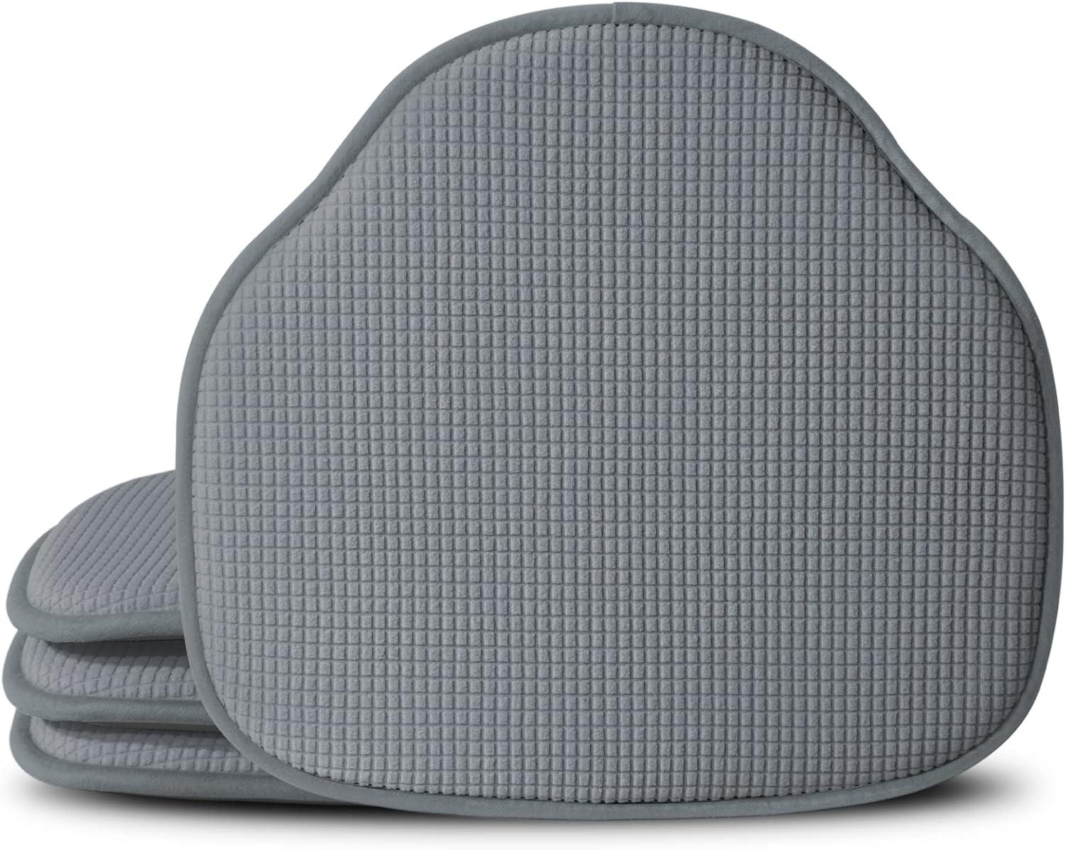 Shinnwa Chair Cushions Set of 4 Seat Cushions Soft Velvet Non Slip Chair Pads for Kitchen Dining Chairs 15 x 16 inch, Gray