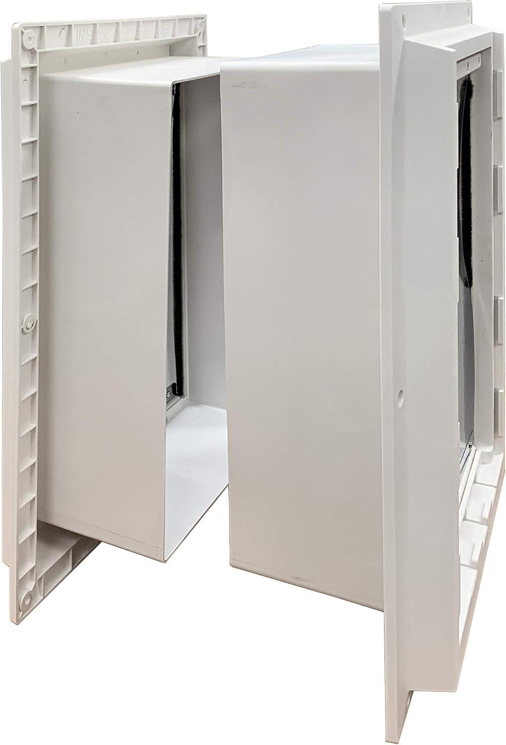 Ideal Pet Products Wall Entry Pet Door Double Flap for Walls with Built-in Telescoping Tunnel and Lock-Out Slide, Extra Large, White (WEPD2XL)