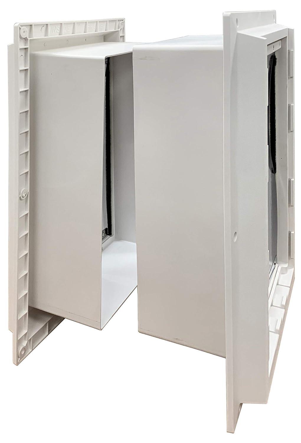 Ideal Pet Products Wall Entry Pet Door Double Flap for Walls with Built-in Telescoping Tunnel and Lock-Out Slide, Extra Large, White (WEPD2XL)