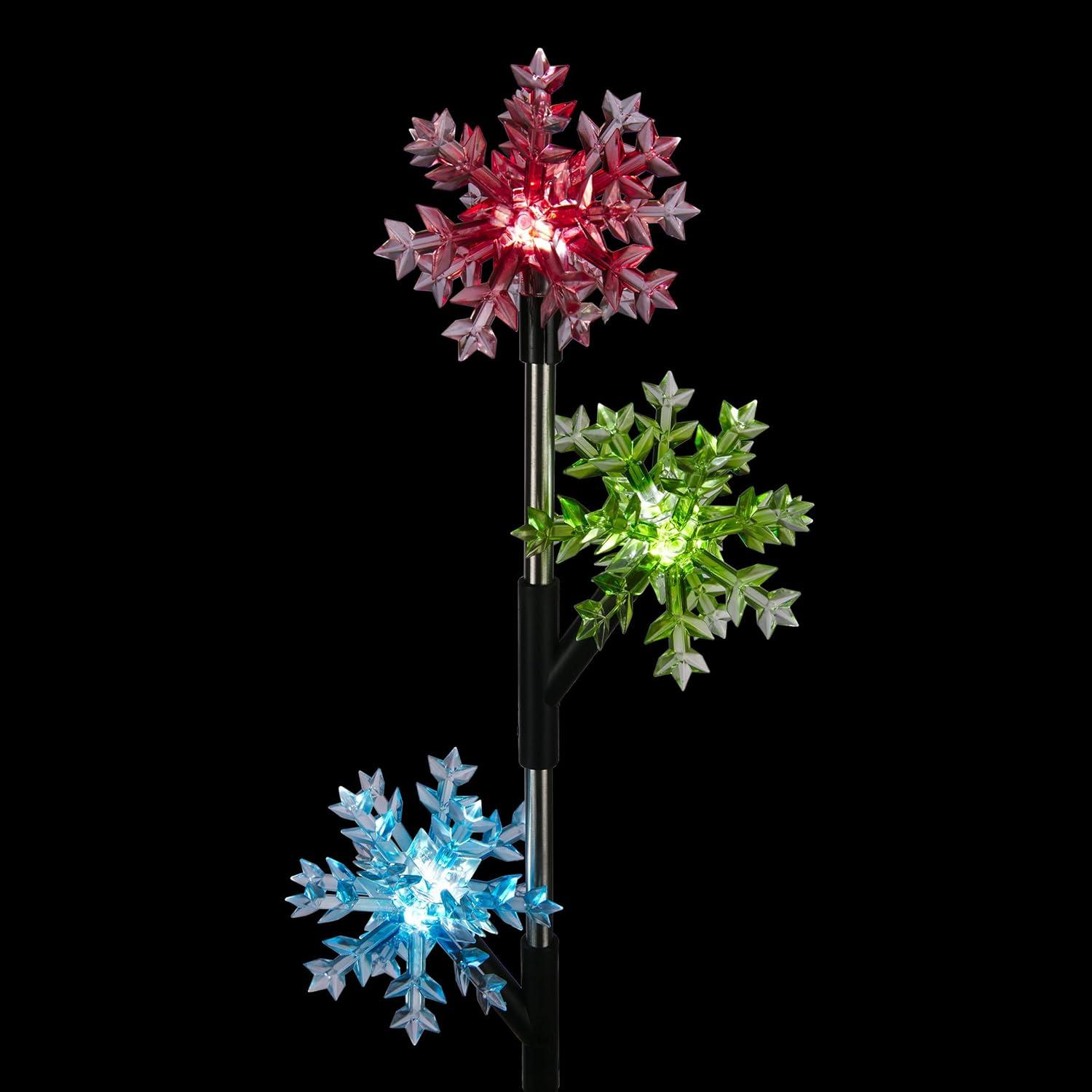 Alpine Corporation  Outdoor Garden Stakes LED Lights (Set of 2) Multi - Snowflake 32"