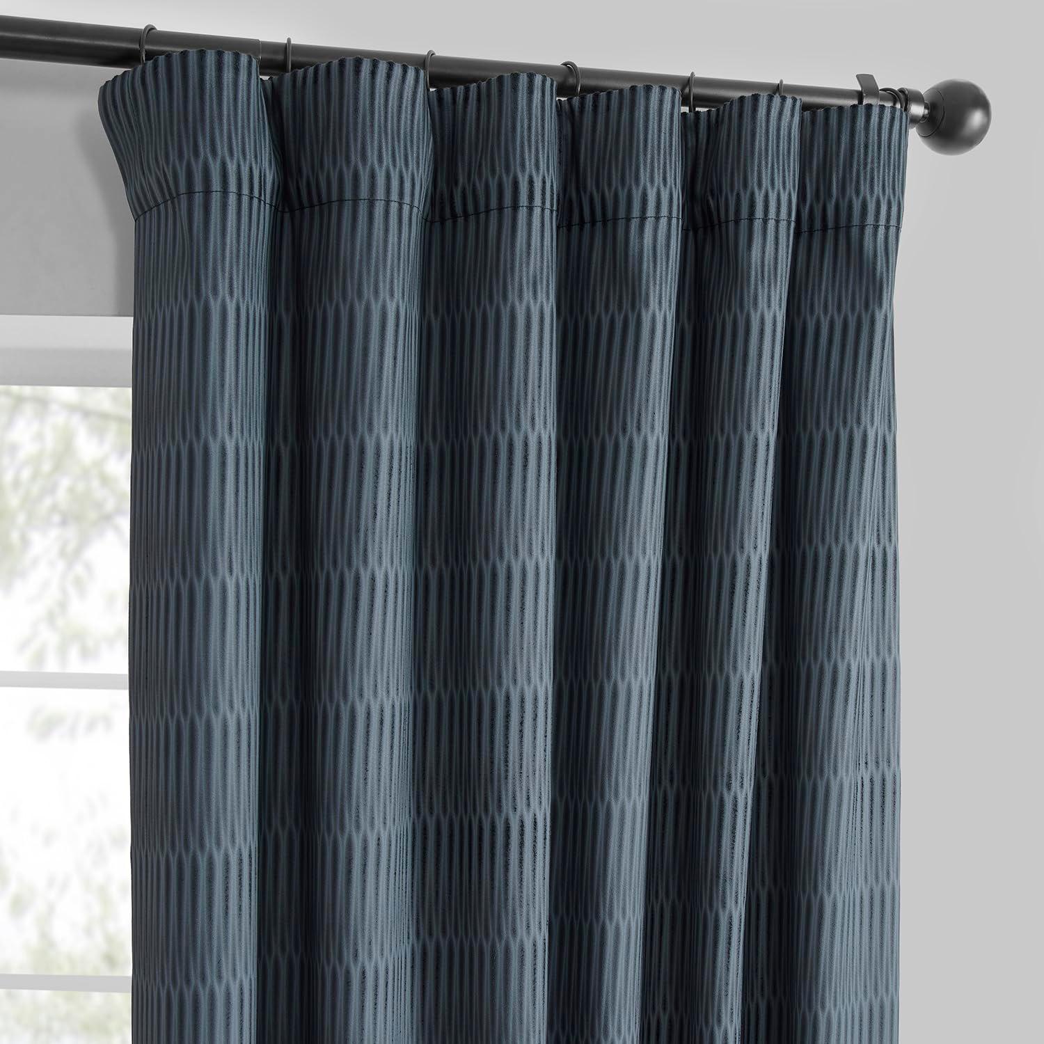 HPD Half Price Drapes Lounge Embossed Velvet Curtains 84 Inches Long Room Darkening Curtain for Bedroom and Living Room (1 Panel), 50W x 84L, Deep Blue