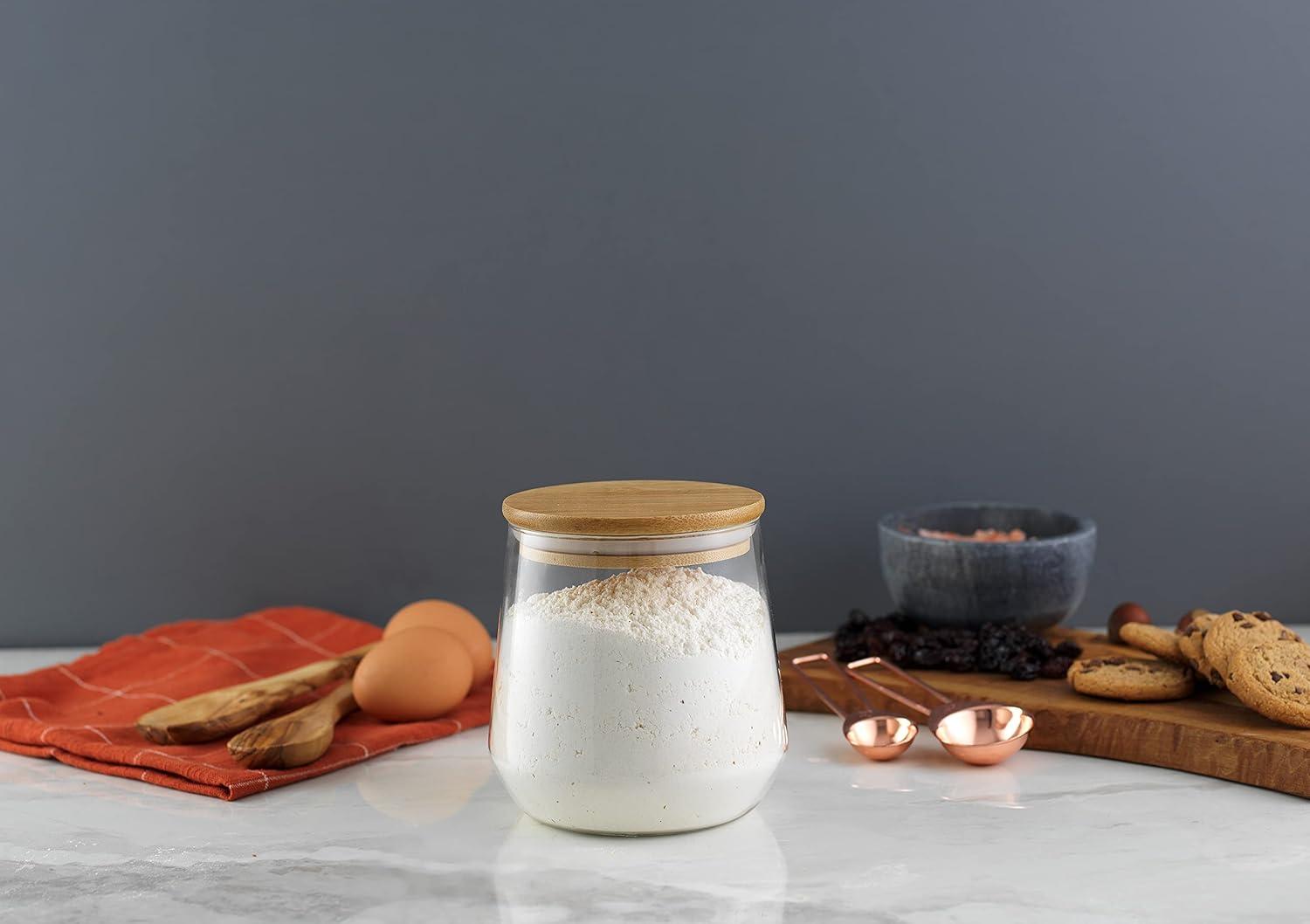 JoyJolt JoyJolt Large Glass Kitchen Food Storage Container Jar with Airtight Bamboo Lid, 31oz.
