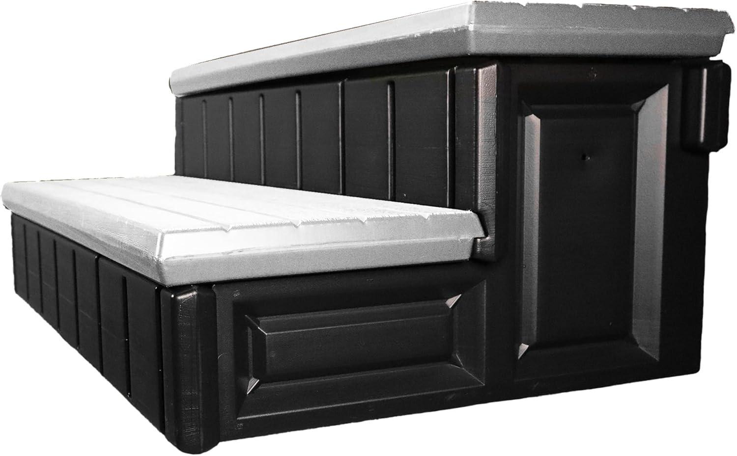 Gray and Black Resin Spa Storage Step with 300lb Capacity