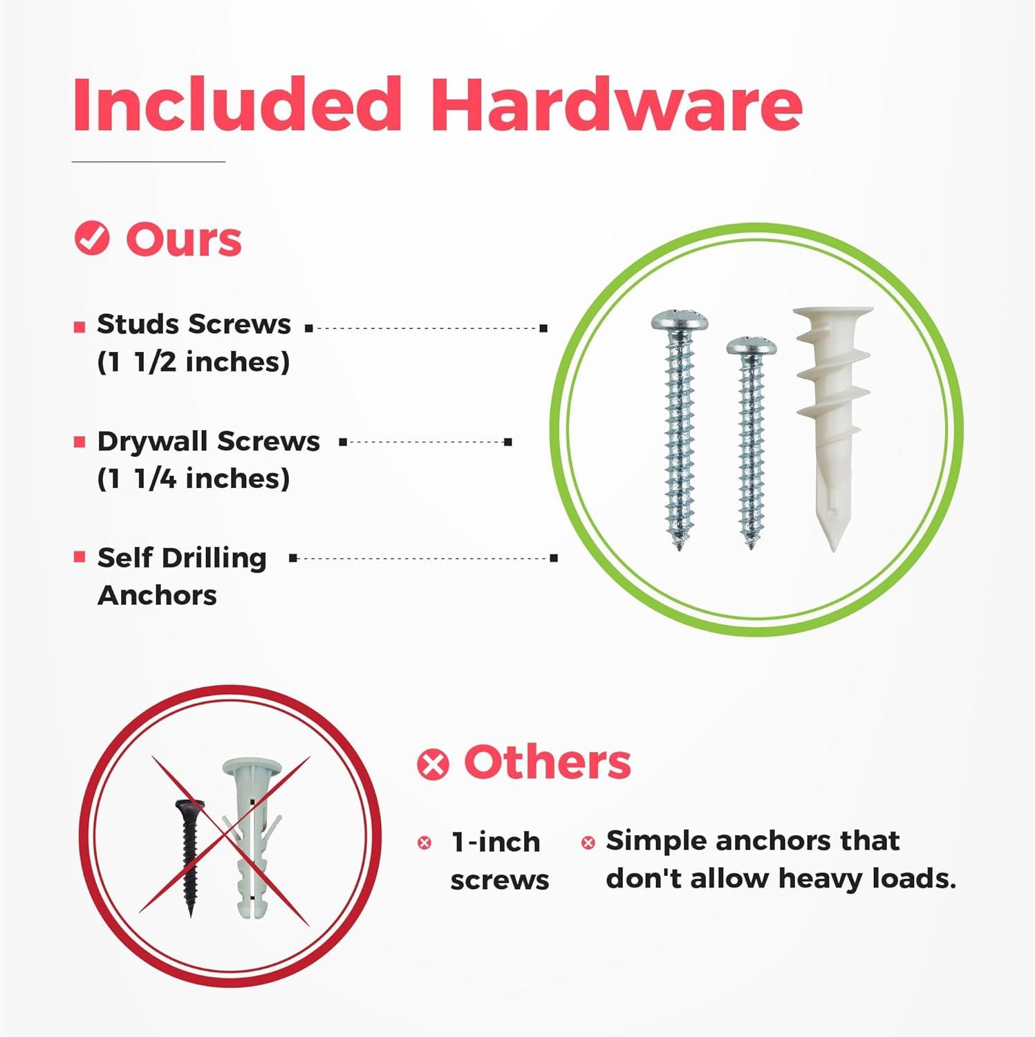 Garage Tool Organizer Wall Mount - Sturdy Storage Rack with Adjustable Hooks, Stud Spacing Compliance - 300lbs Capacity - Garden Tool Organizer for Garage with 3 Rails and 6 Hooks