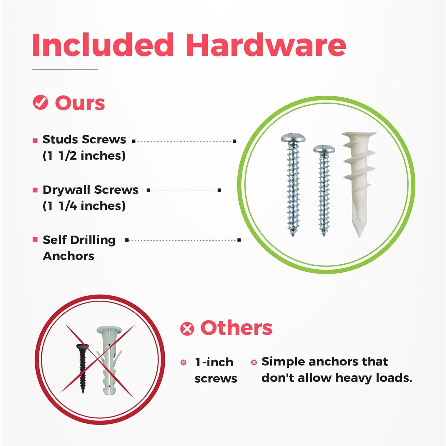 Garage Tool Organizer Wall Mount - Sturdy Storage Rack with Adjustable Hooks, Stud Spacing Compliance - 300lbs Capacity - Garden Tool Organizer for Garage with 3 Rails and 6 Hooks