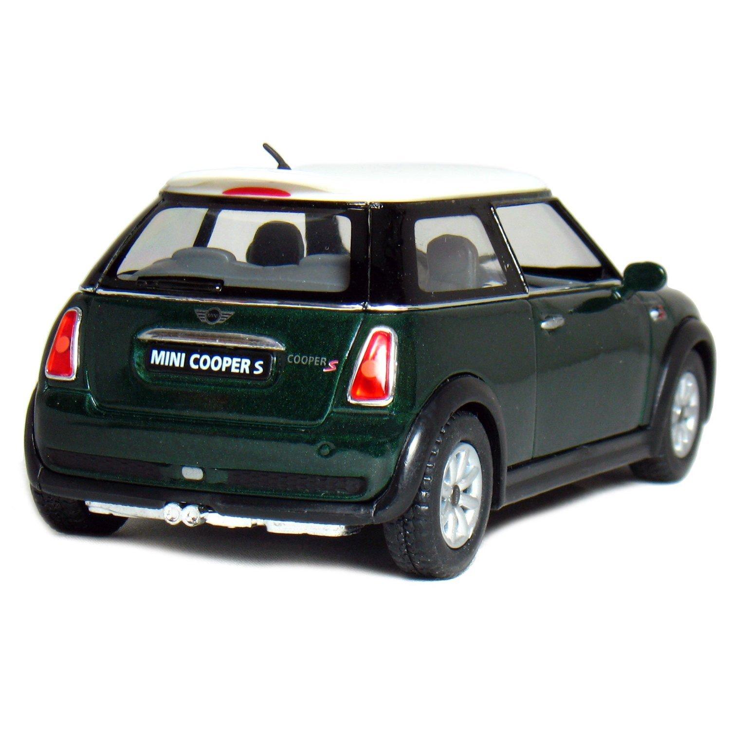 KiNSMART Mini Cooper S 5inch 1:28 Scale Die Cast Metal Model Toy Cars Green with British Flag