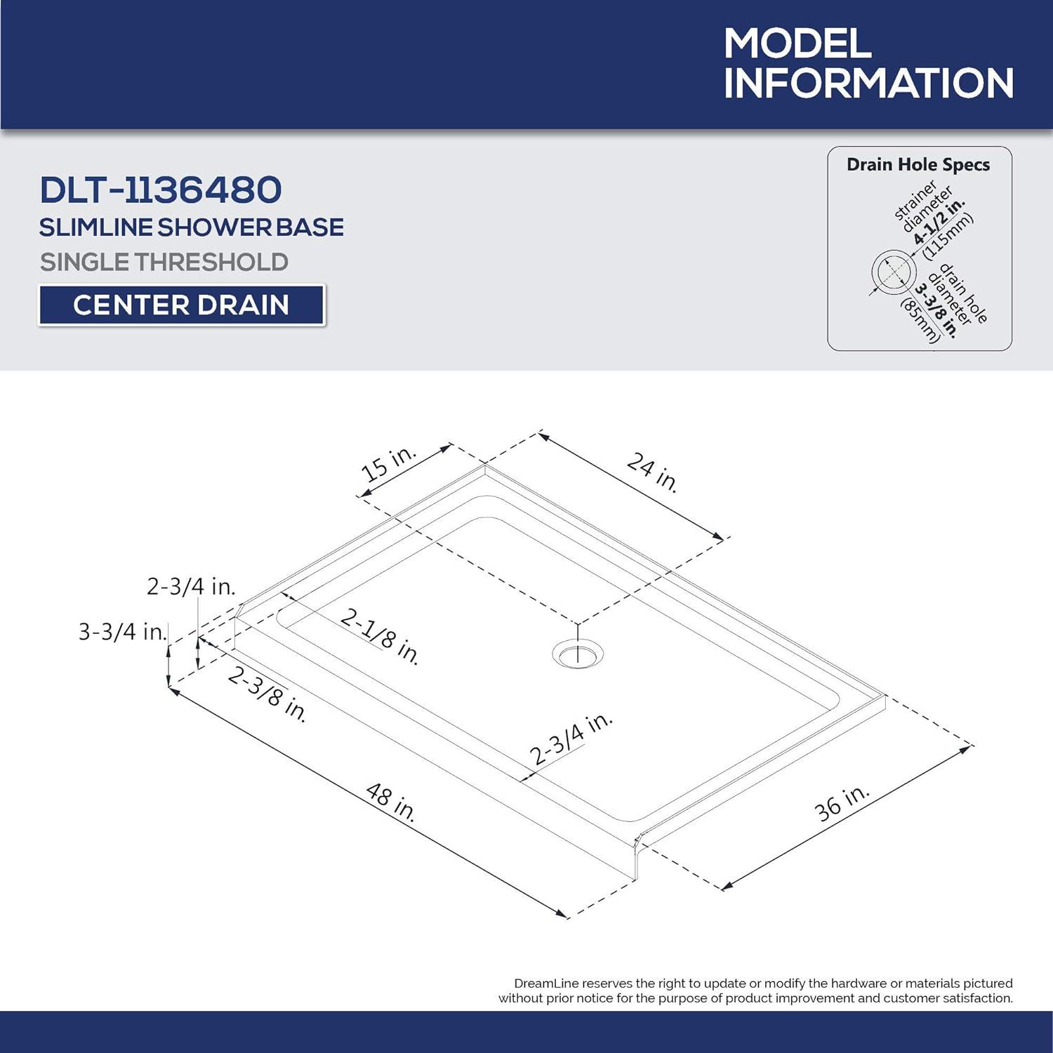 SlimLine 60" Biscuit Rectangular Acrylic Shower Base