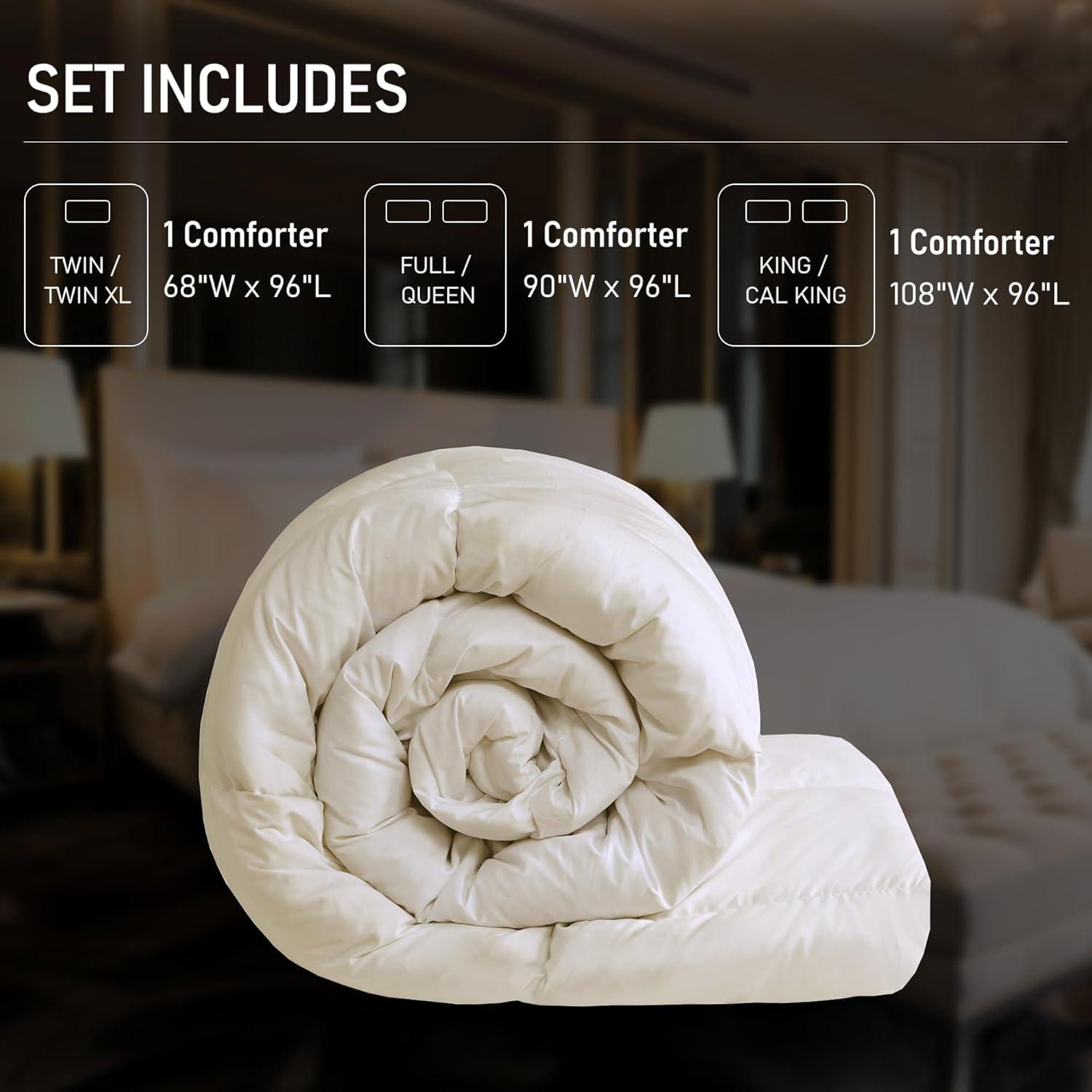 Cream Full Down Microfiber Oversized Winter Comforter