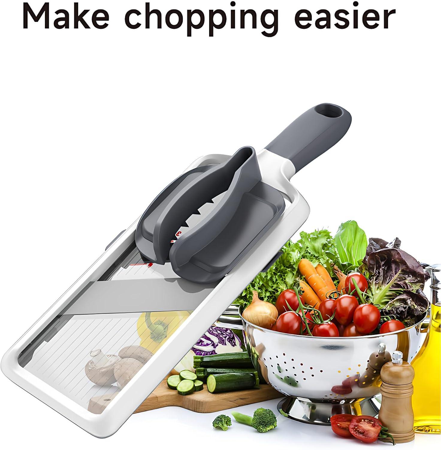 Versatile Handheld Mandoline Slicer - Adjustable Stainless Steel Blade, Ergonomic Grip, Enhanced Safety, Easy to Clean, Perfect for Quick and Precise Slicing of Fruits & Vegetables