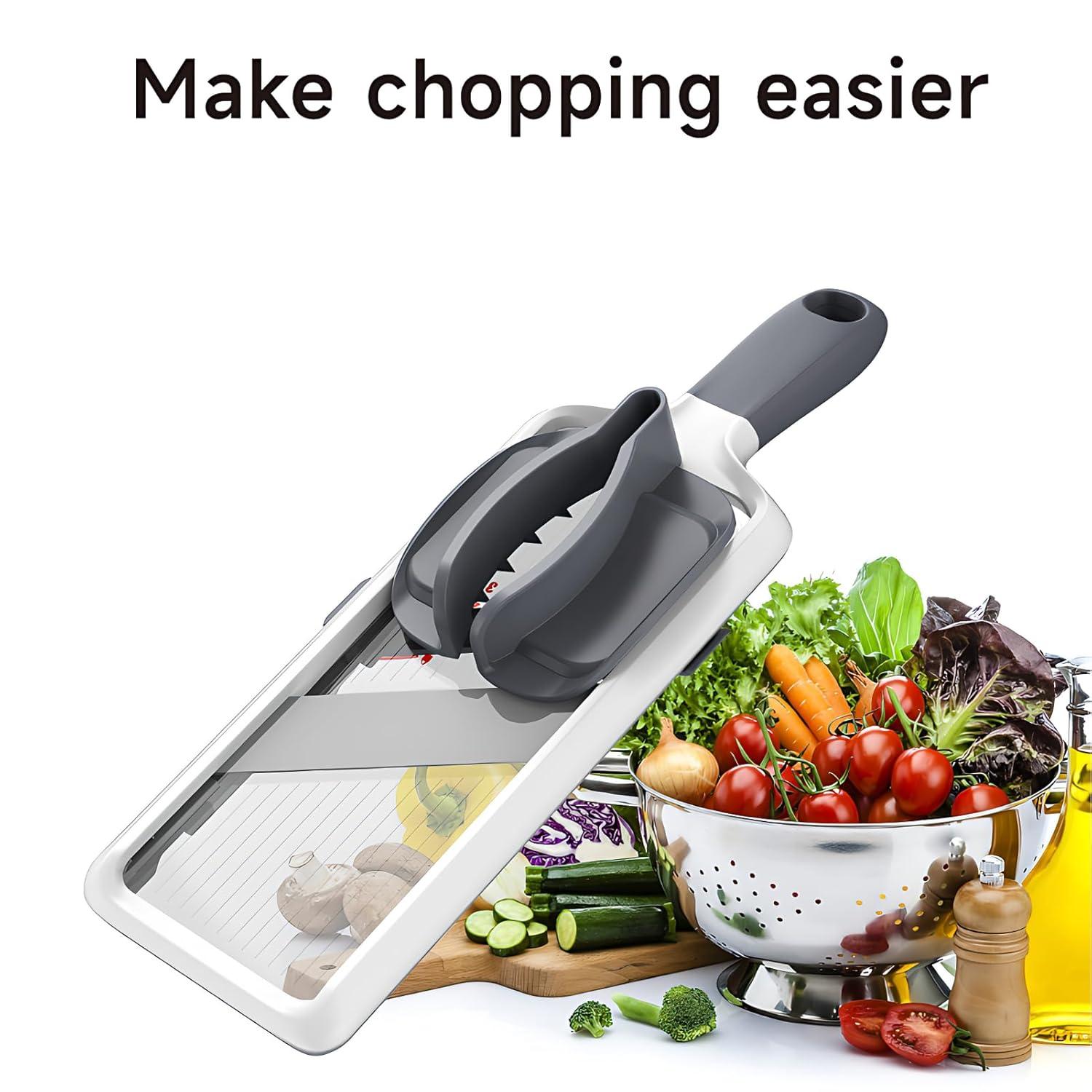 Versatile Handheld Mandoline Slicer - Adjustable Stainless Steel Blade, Ergonomic Grip, Enhanced Safety, Easy to Clean, Perfect for Quick and Precise Slicing of Fruits & Vegetables