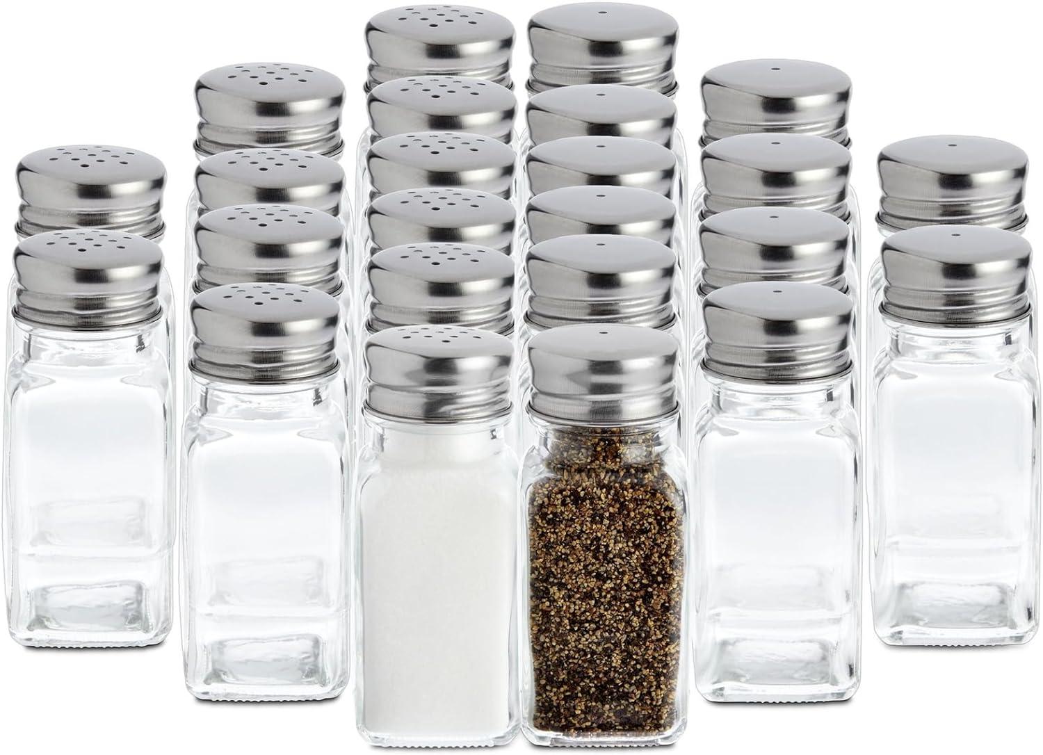 Juvale 24-Pack Square Glass Salt and Pepper Shakers Dispenser, 2-Ounce, Clear