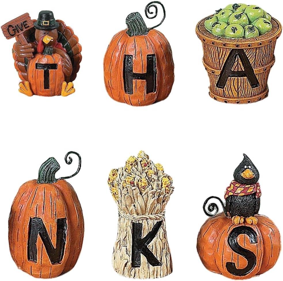 Resin Fall Thanksgiving 'Give Thanks' Decorative Blocks Set